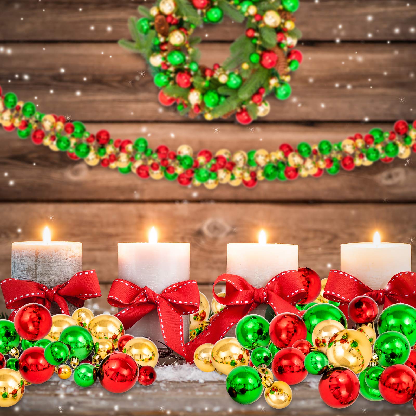 Whaline Christmas Ball Garland Ball Ornament 6ft Bauble Garland Christmas Tree Ball Decoration Shatterproof Ball Ornaments for X