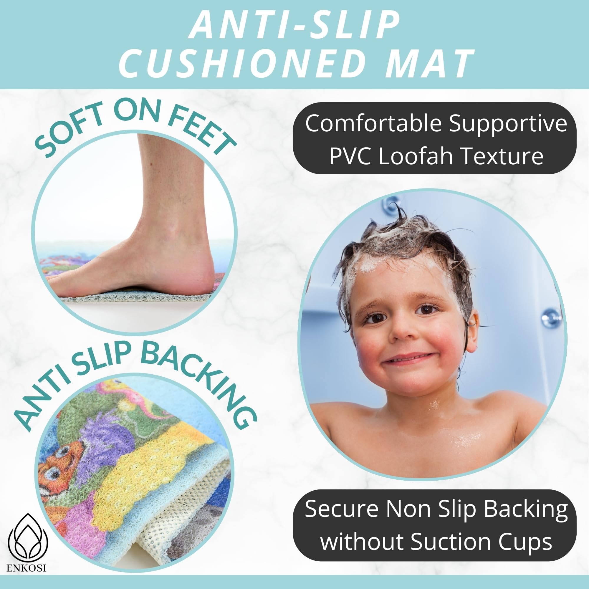 Kids Bath Mat For Tub Non Slip - Anti Slip Bath Mat - Toddler Bath Mat - Bathtub Mat Non Slip - Baby Tub Mat For Kids - Kids Bat