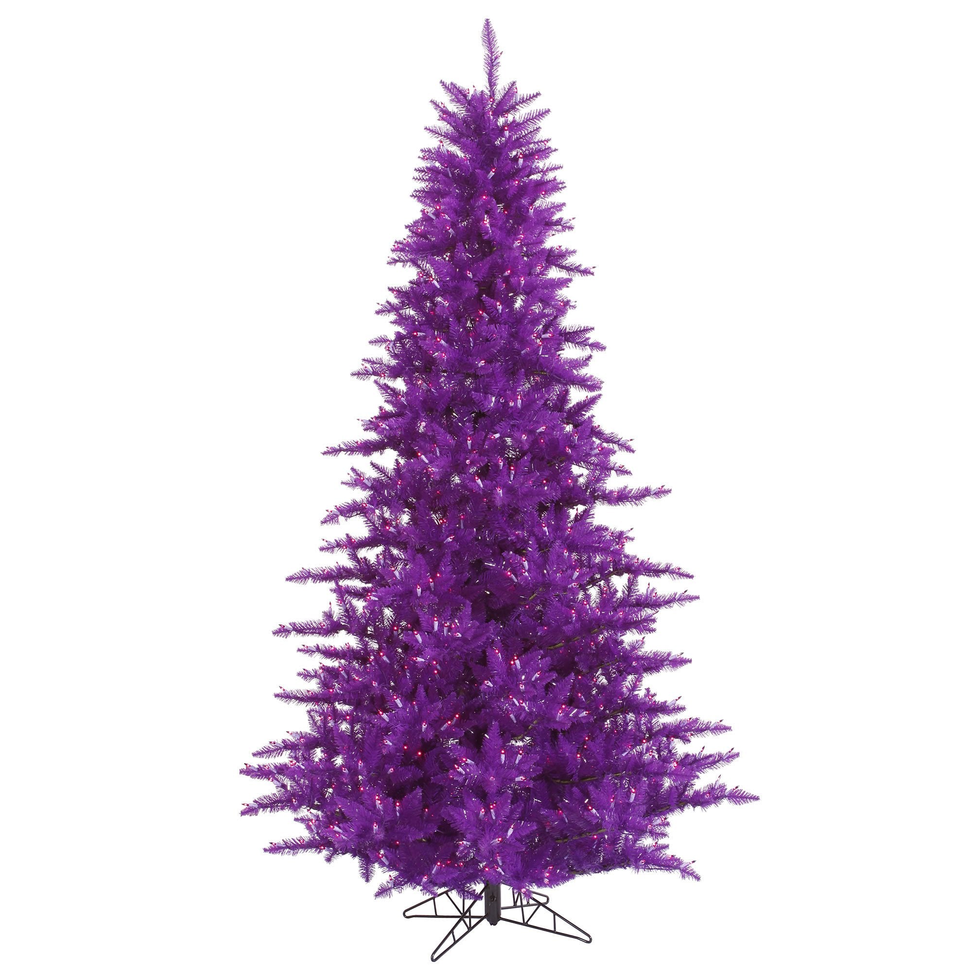 Vickerman 5.5' Purple Fir Artificial Christmas Tree, Purple Dura-lit LED Lights - Faux Fir Christmas Tree - Seasonal Indoor Home