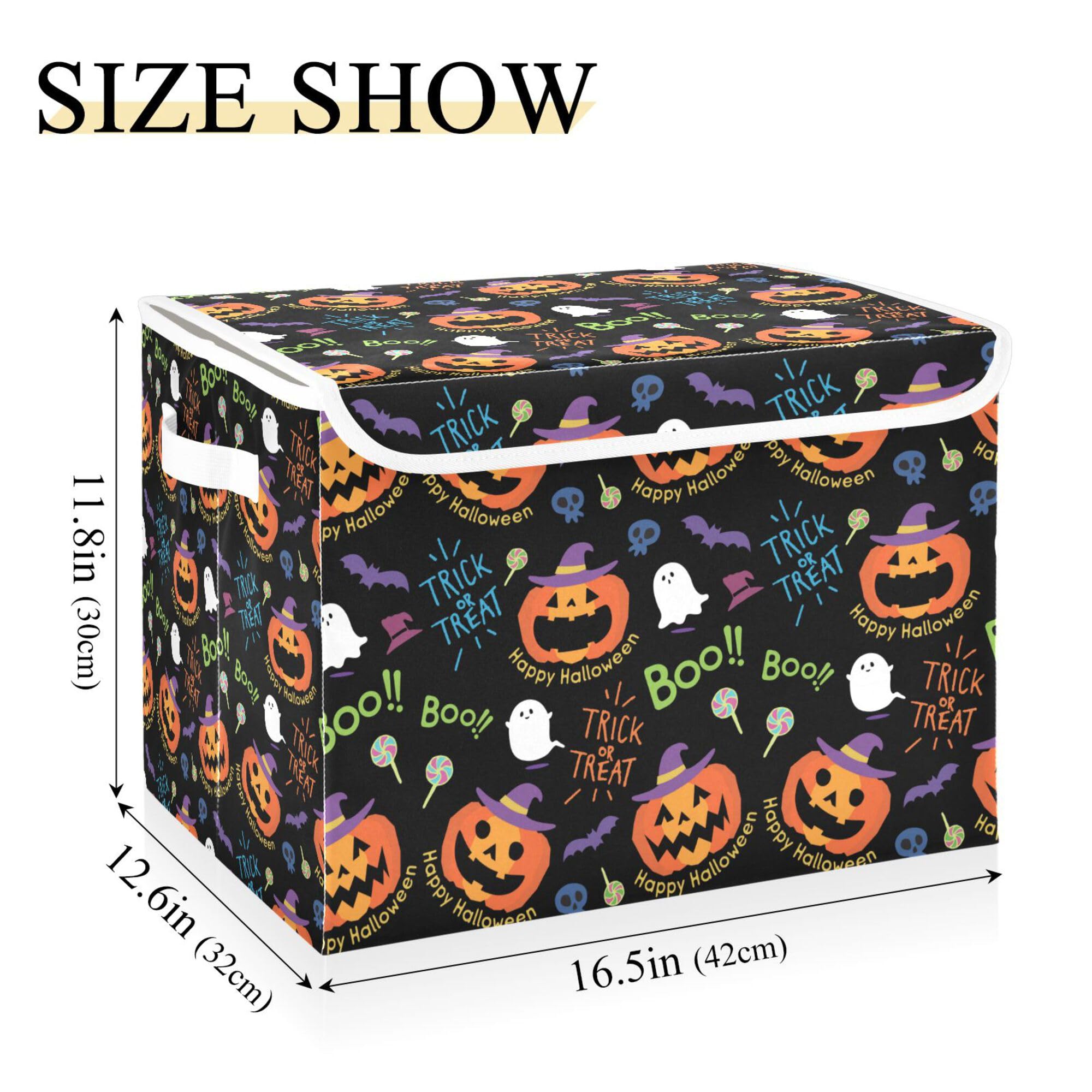 Xigua Halloween Ghost Pumpkin Ghosts Storage Bins With Lids And Carrying Handle,Foldable Storage Boxes Organizer Containers Bask