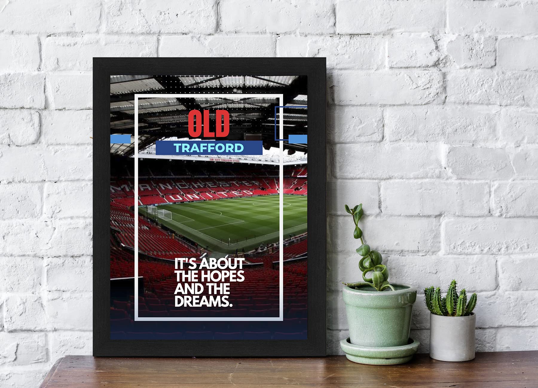 Interio Crafts Old Trafford Manchester United Stadium Quote Framed Poster(Frame Included,13X10 Inch, Black)