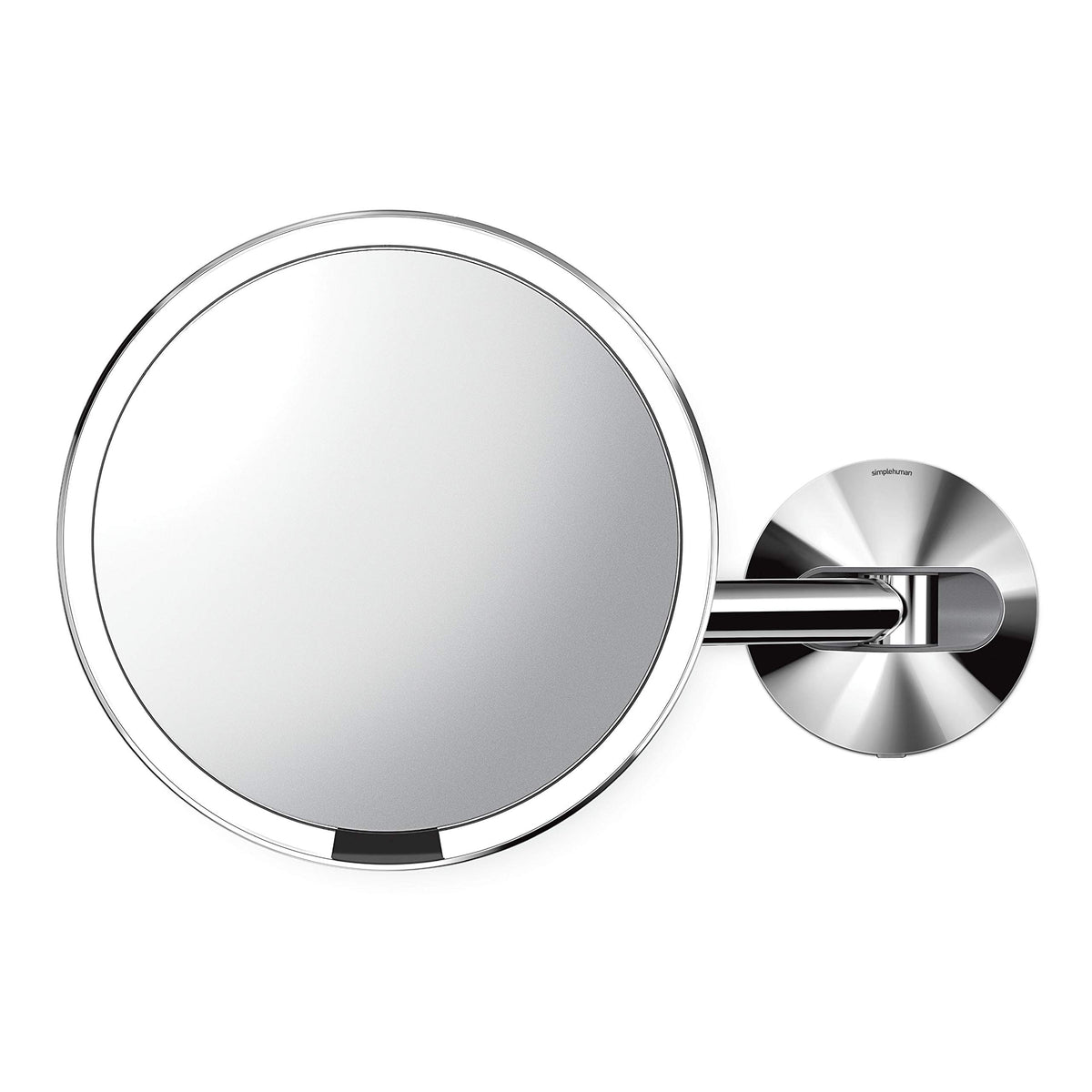 Simplehuman St3016 20Cm Wall Mount Hard-Wired Sensor Mirror, Light Up Bathroom Makeup Magnifying Mirror, 5X Magnification, Teles