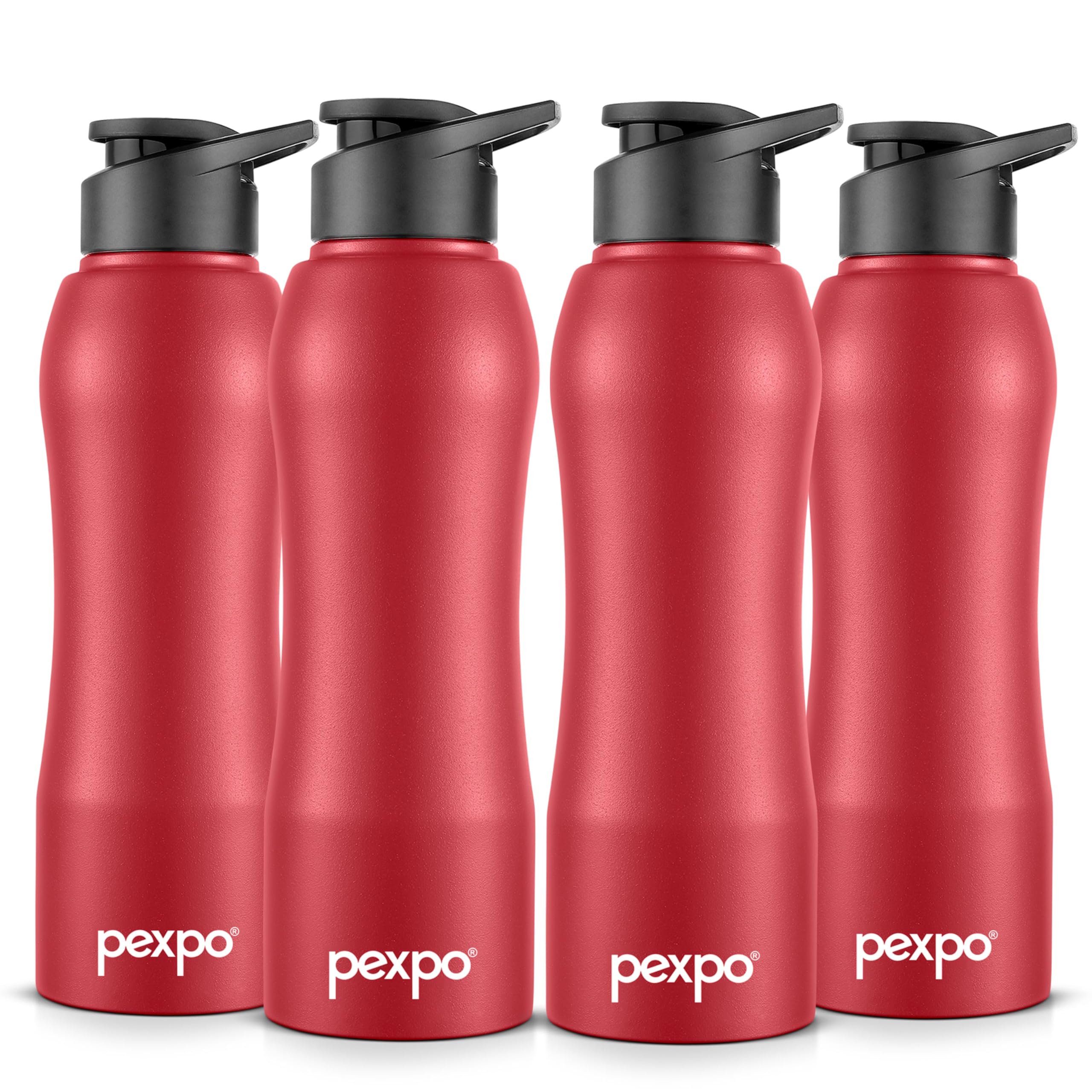 Pexpo Bistro Isi Certified Stainless Steel Fridge Cooling/Sports Sipper Water Bottle 1 Litre, Blue, Pack Of 4|Single Wall|Easy G