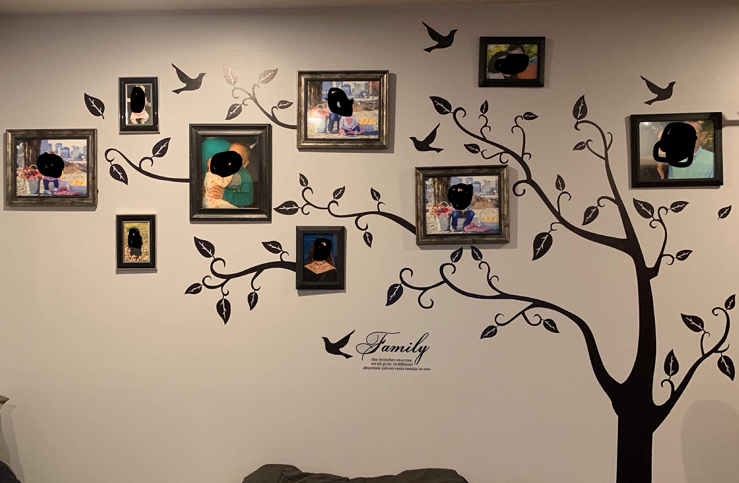 zhiyu&art Decor Large Family Tree Wall Decor, Black Vinyl Photo Frame Sticker for Living Room