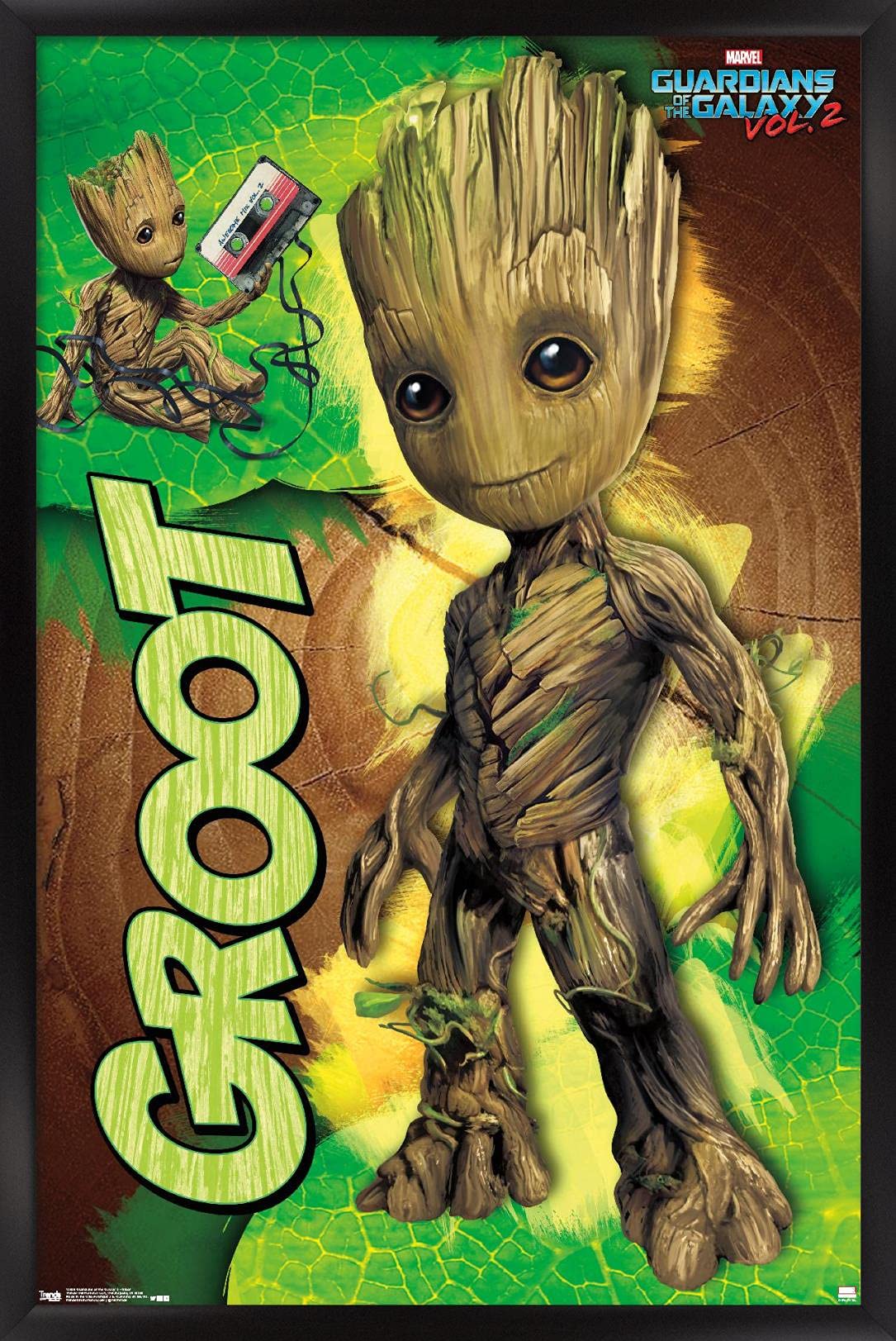 Trends International Marvel Cinematic Universe - Guardians Of The Galaxy 2 - Groot Wall Poster, 14.725'' X 22.375'', Black Frame