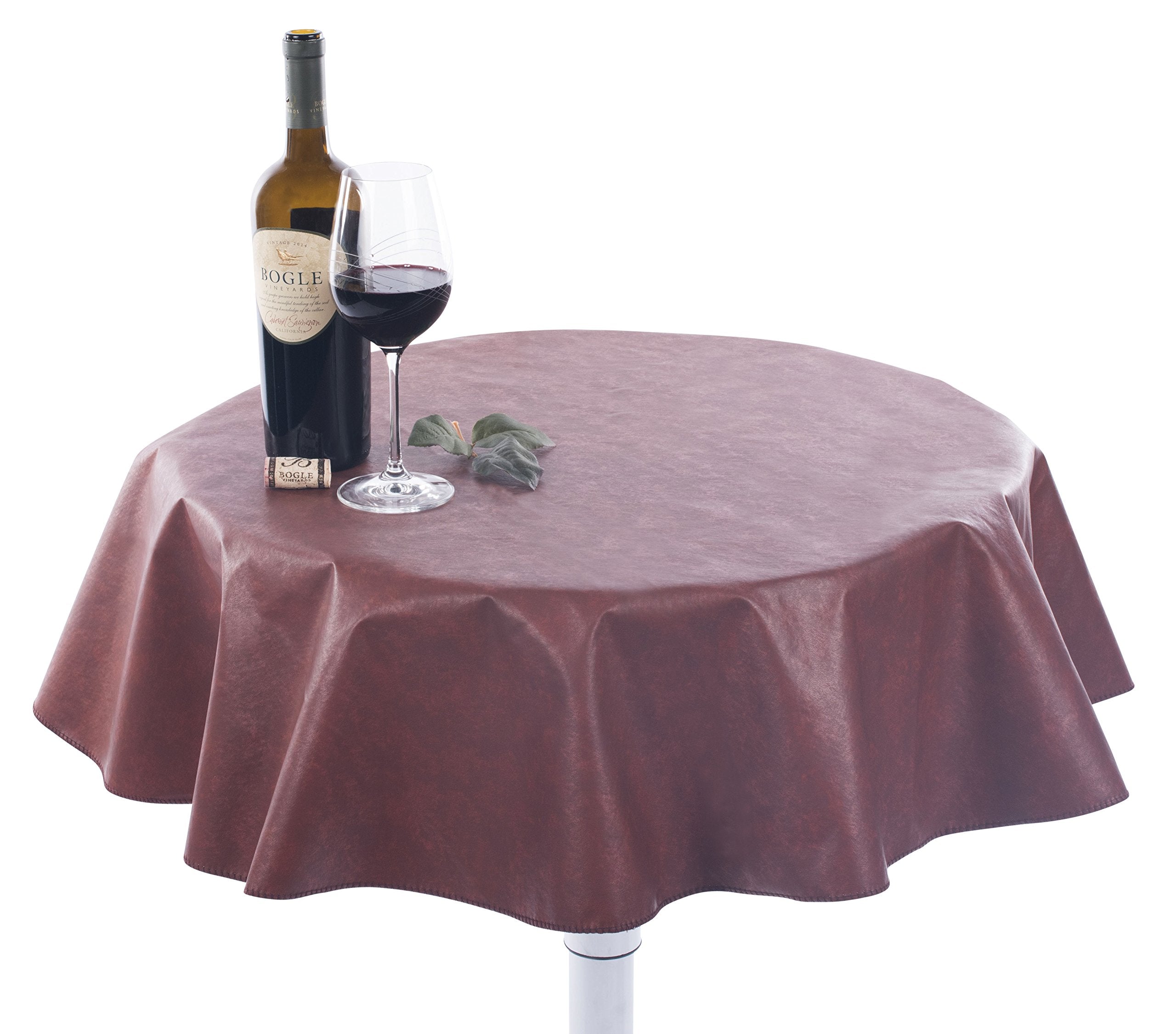 Yourtablecloth Heavy Duty Flannel Backed Round Vinyl Tablecloth - 6 Gauge Thickness, Indoor And Outdoor & Easy To Clean 60    Ca