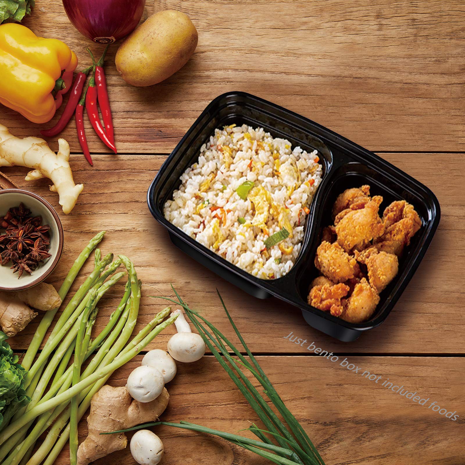 Pinshion 20 Pack Meal Prep Containers 2 Compartment Bento Box 950 Ml / 32 Oz Microwavable Food Containers With Lids, Food Storag