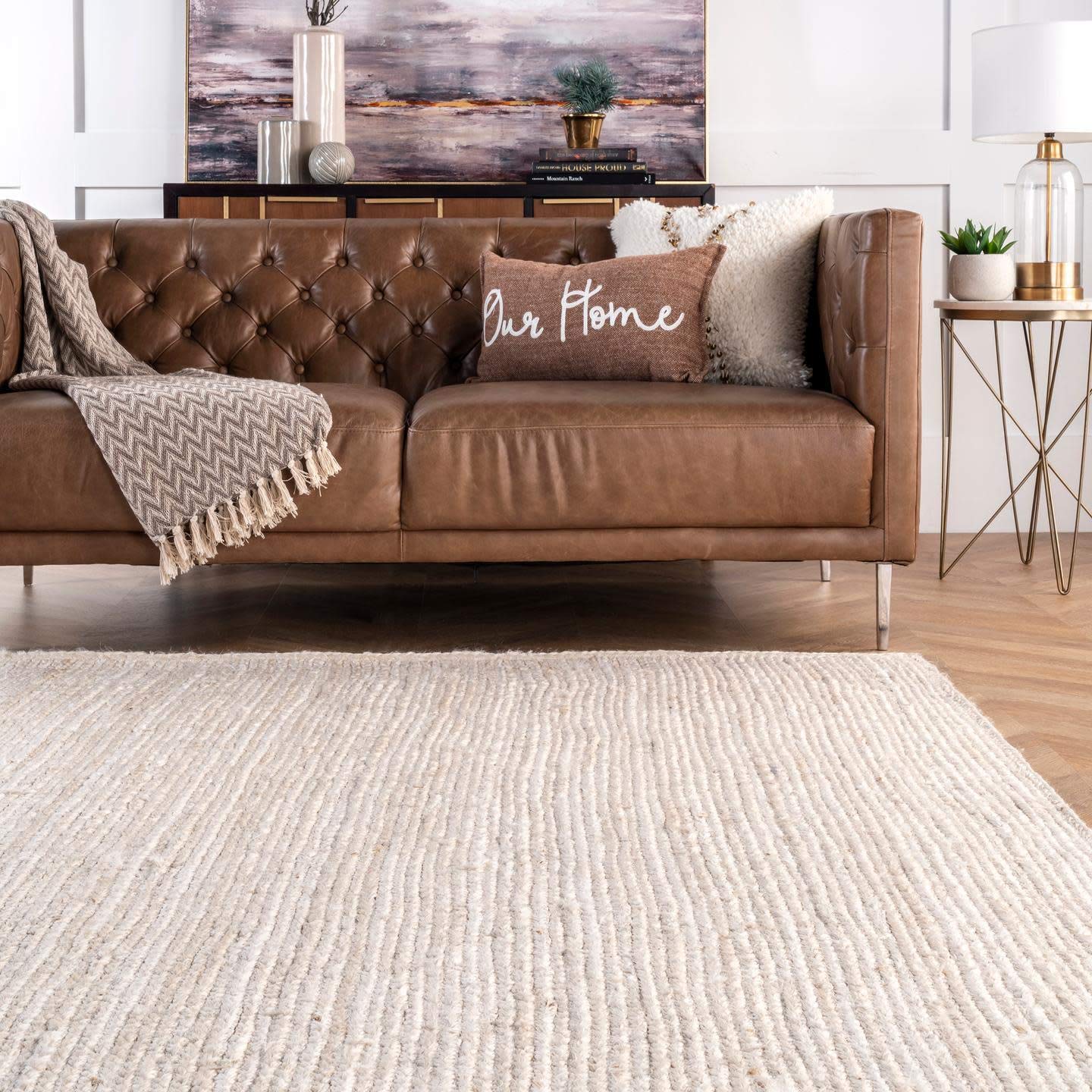 nuLOOM 2x4 Rigo Jute Hand Woven Area Rug, Off White, Solid Farmhouse Design, Natural Fiber, For Bedroom, Living Room, Dining Roo