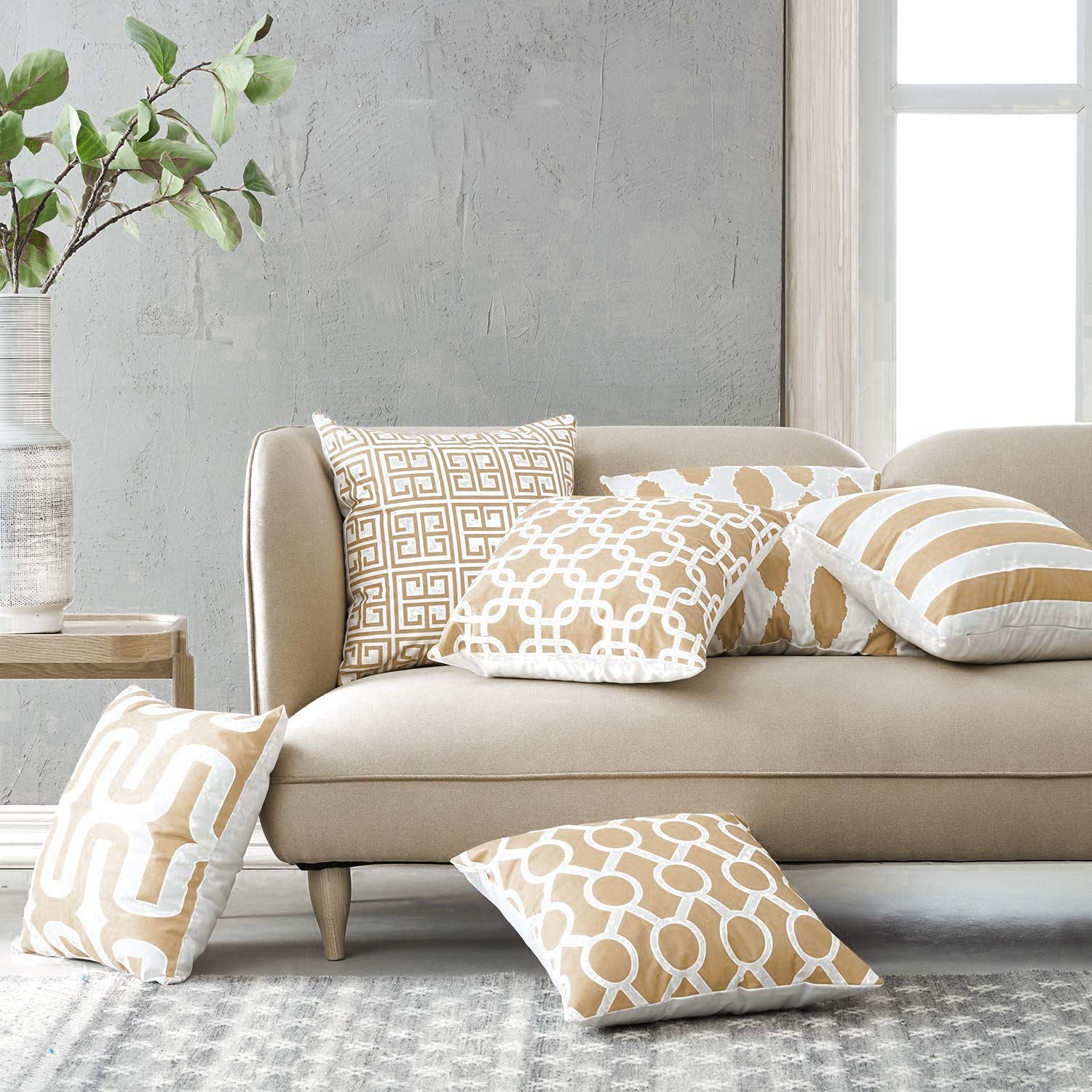 Modern Homes Plush Cotton Brown Cushion Covers/Decorative Throw Pillow Covers (Brown, 18X18 Inch) - Set Of 6