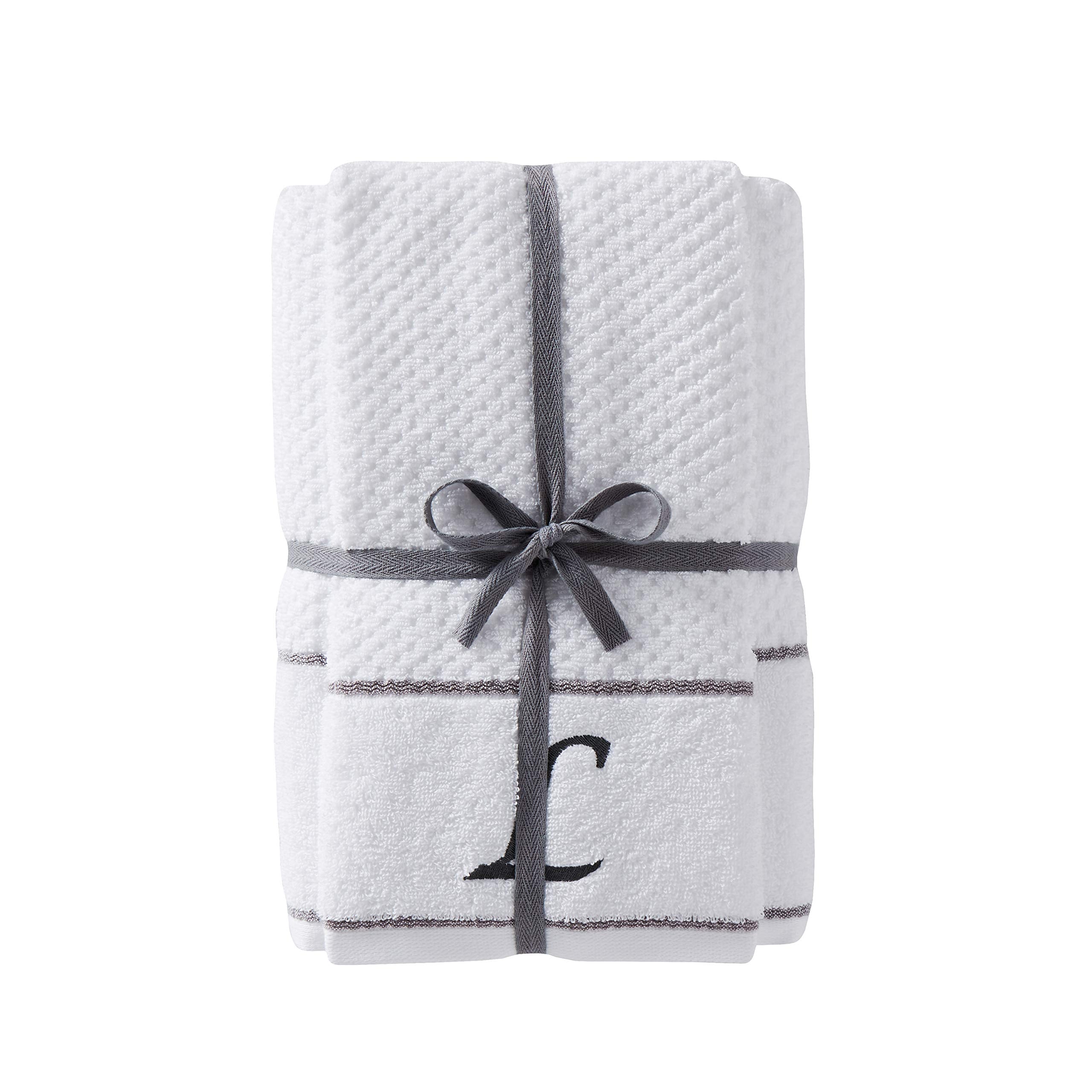 Skl Home By Saturday Knight Ltd. Monogram ''L'' Bath And Hand Towel Set, White, 4-Pack