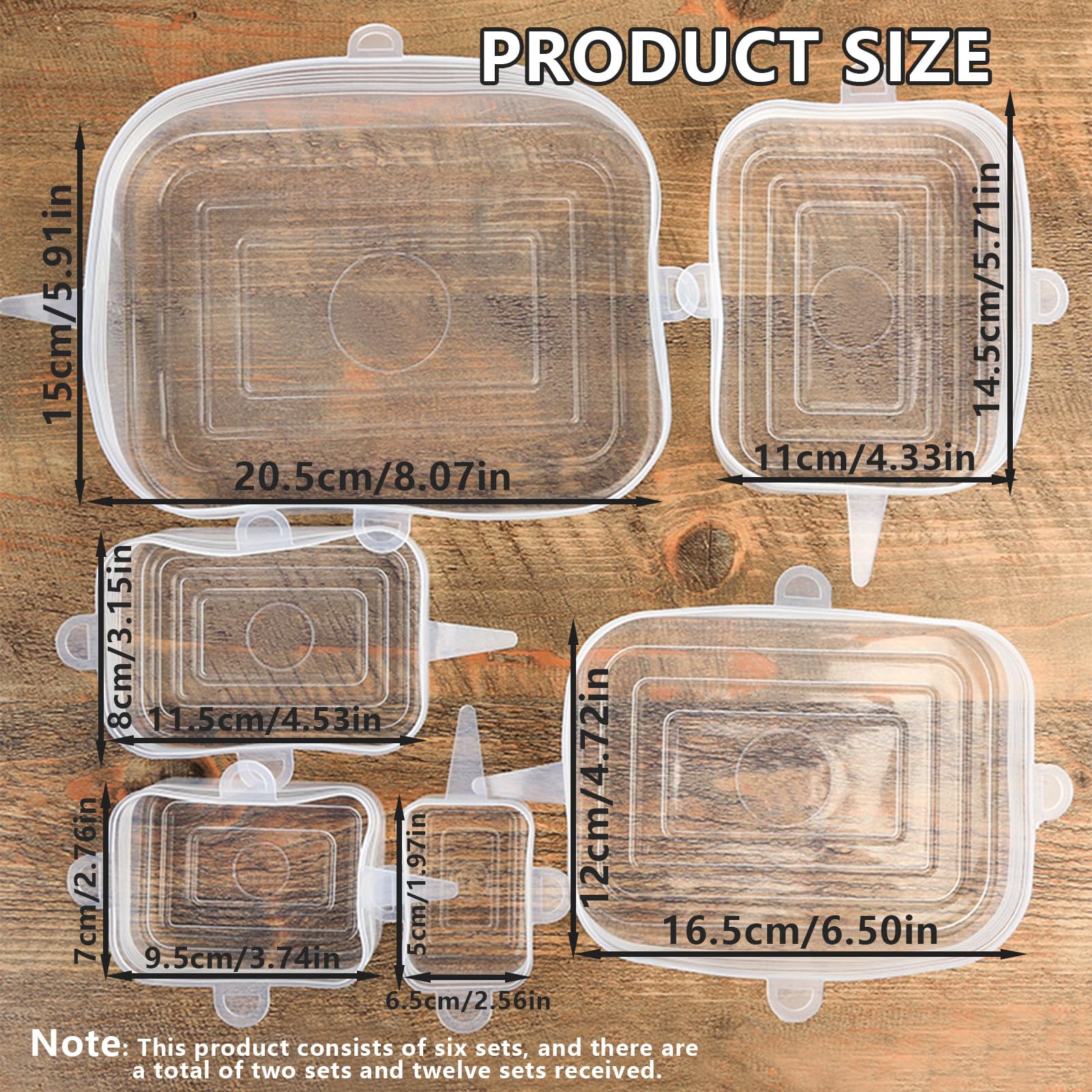 12 Pcs Rectangular Silicone Food Covers, 6 Sizes Reusable Leftover Stretch Lids, Airtight Food Storage Covers Safe In Dishwasher