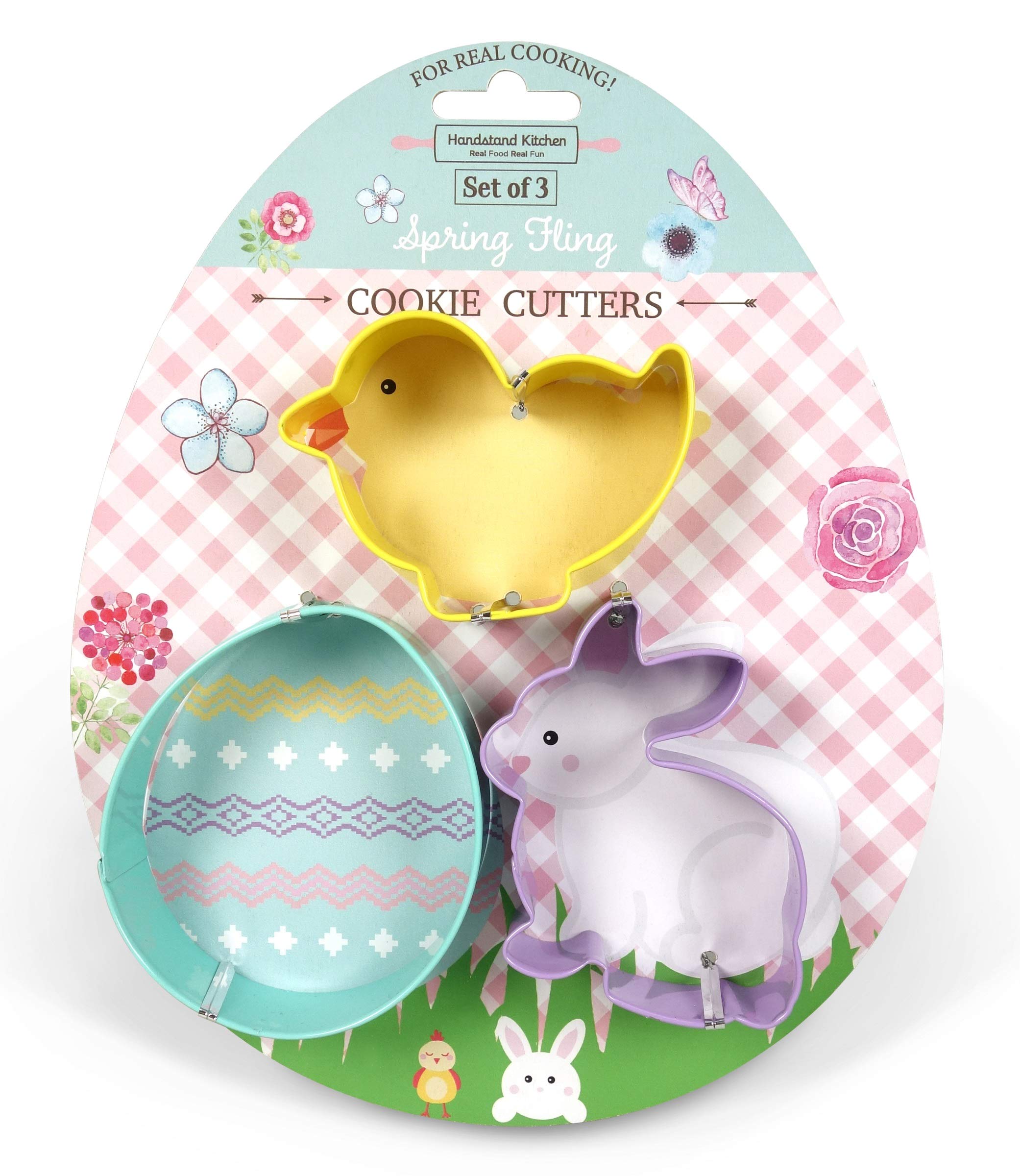 Handstand Kitchen Spring Fling 3-Piece 3'' Bunny, Chick And Easter Egg Cookie Cutter Set