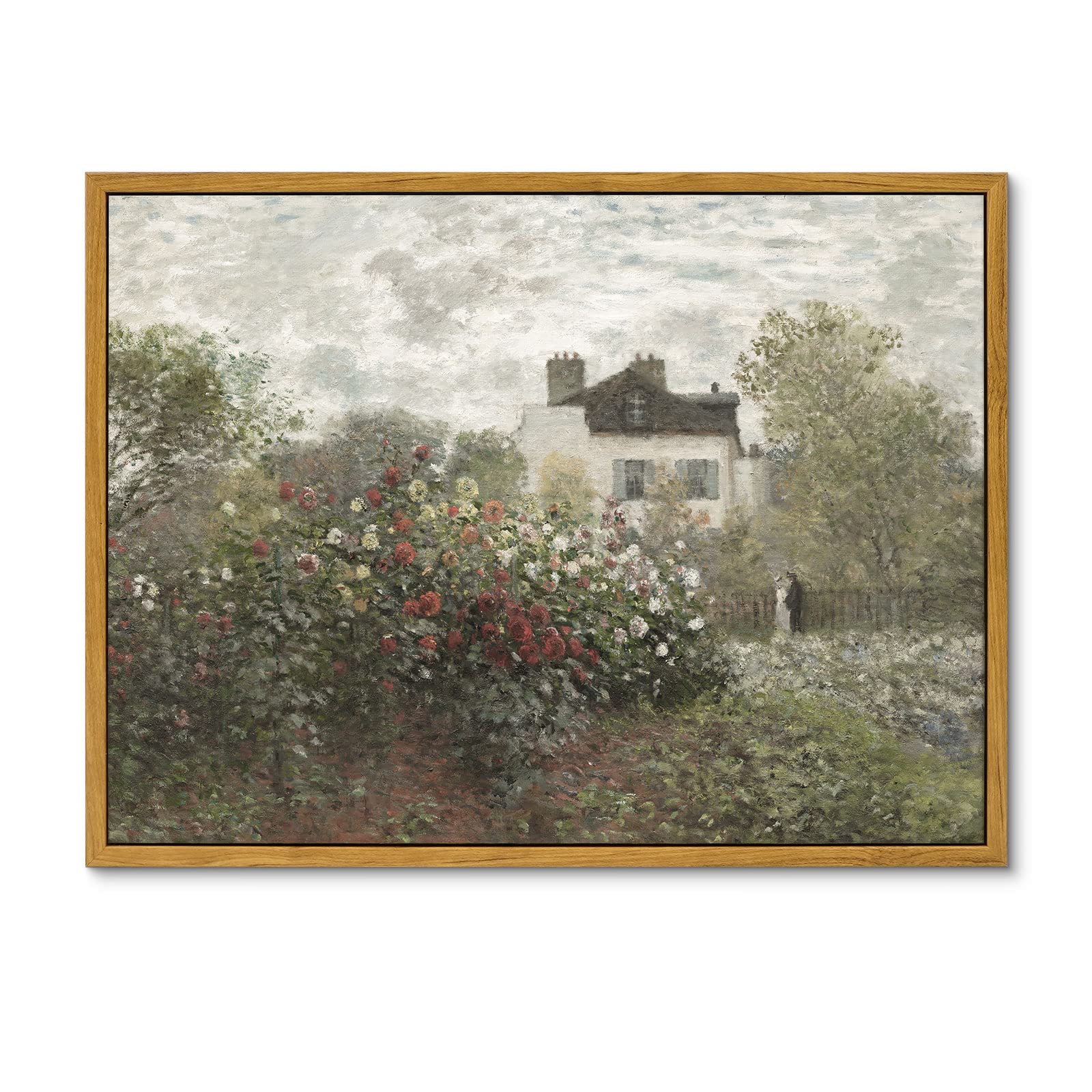 Insimsea Framed Canvas Wall Art Vintage Decor, Classical Home Room Decor The Artist'S Garden In Argenteuil By Claude Monet, Kitc