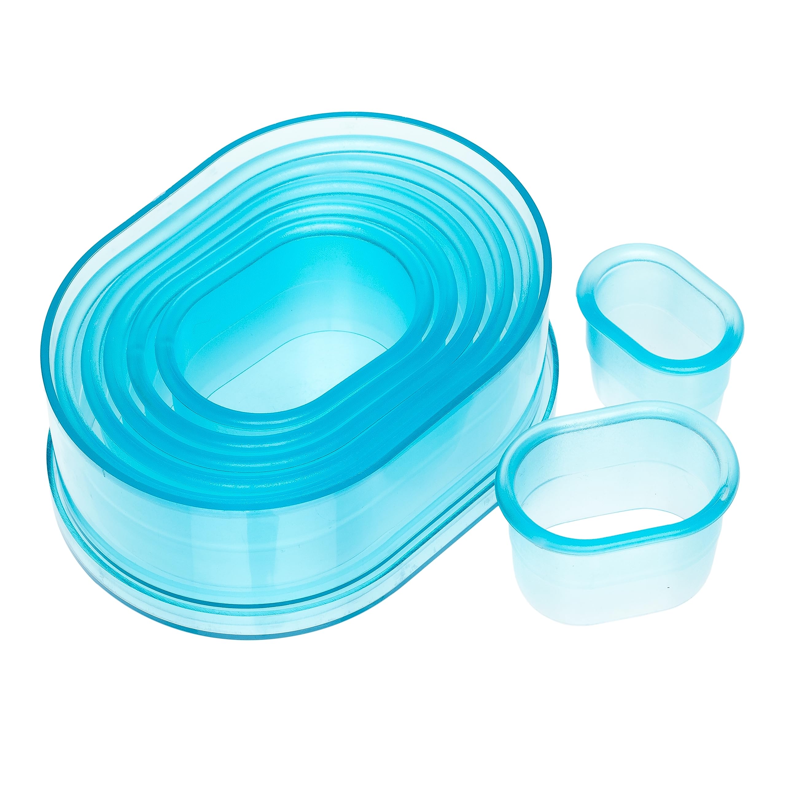 Ateco Plain Edge Oval Cutter Set In Graduated Sizes, Durable, Food-Safe Plastic, 7 Pc Set,Blue