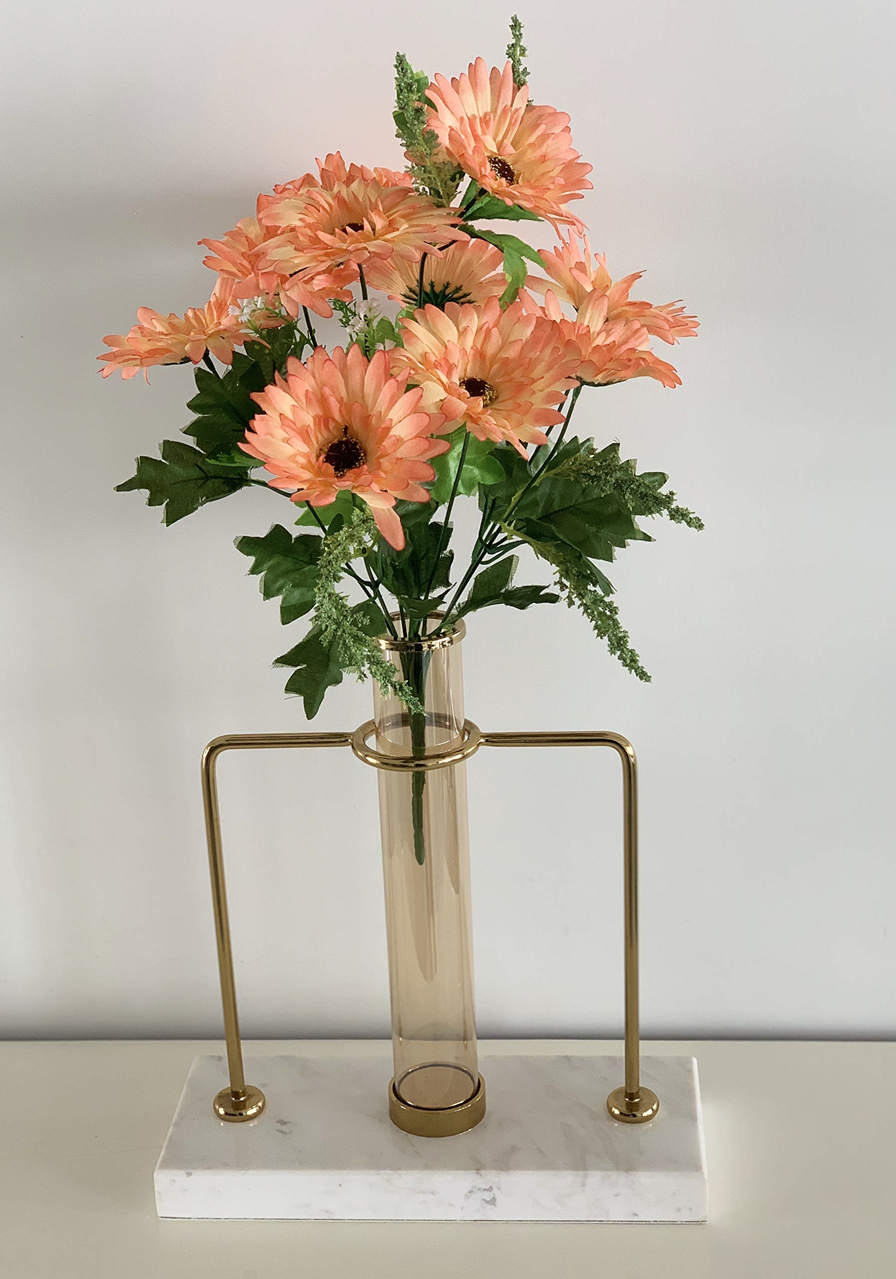 Fourwalls Beautiful Decorative Artificial Garabara Flower Bunches for Home Decor (48 cm Tall, 10 Heads, Orange)