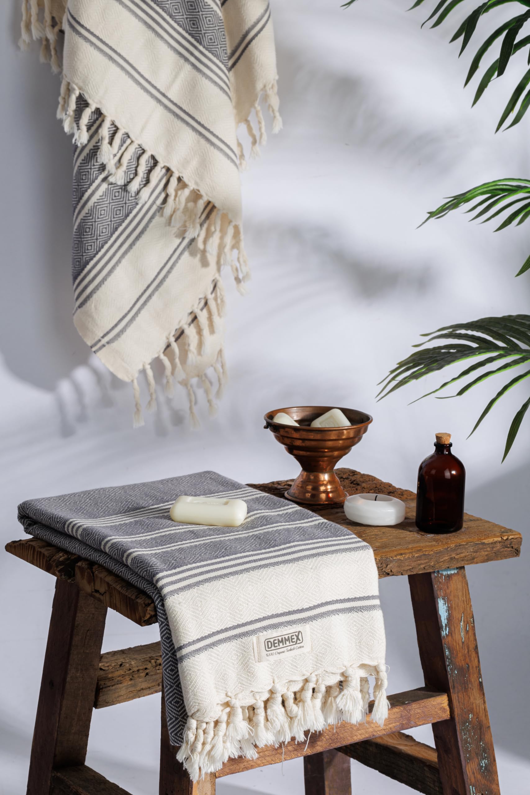 Demmex Certified Organic Turkish Cotton Beach And Bath Towel, Peshtemal Towel Blanket, Prewashed, Diamond Weave, 71X36 Inches (D