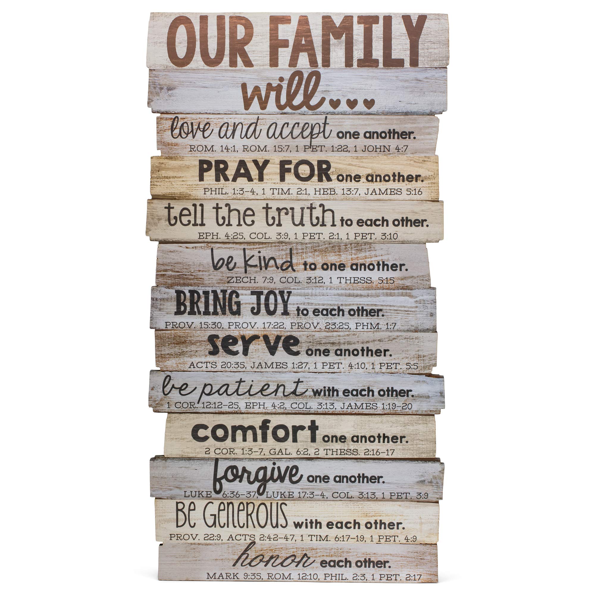 Lighthouse Christian Products Our Family Will Love One Another Rustic Stacked Pallet 15.25 X 29.25 Wood Plaque