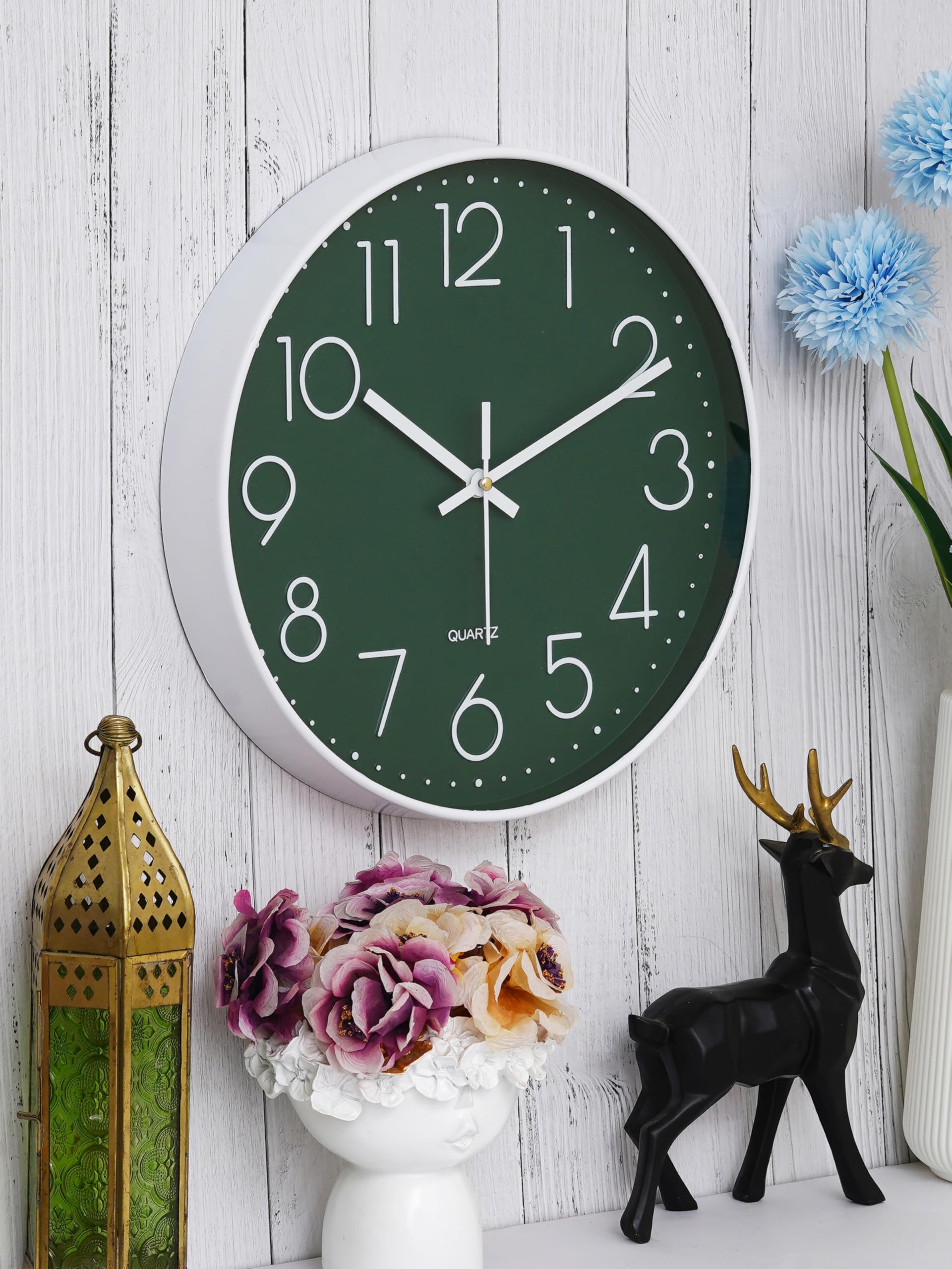 Chronikle 12 Inch Modern Plastic Stylish Non Ticking Silent Analog Round Wall Clock For Home, Living Room, Bedroom, Office, And 