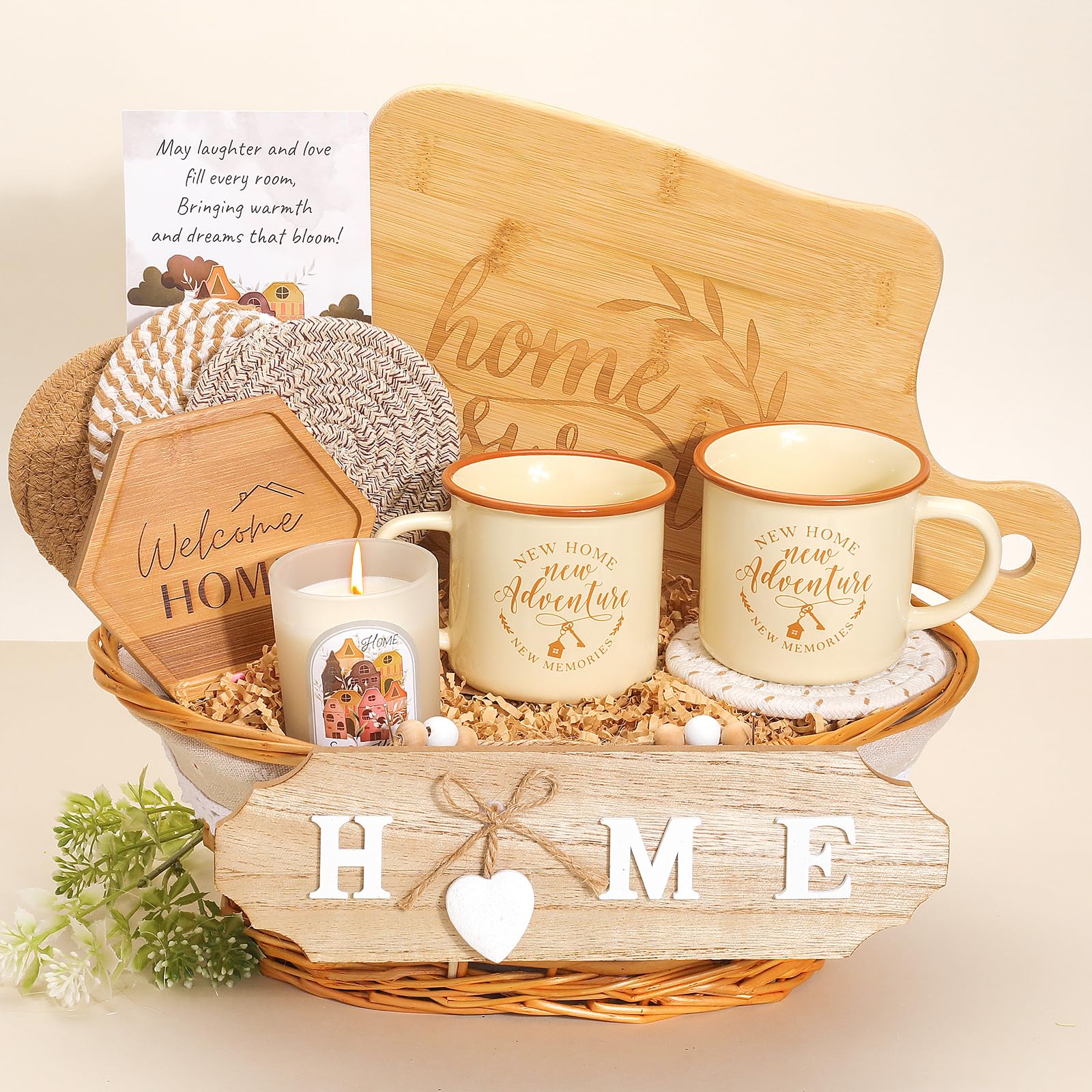 House Warming Gifts New Home,New Home Gifts Ideas,Housewarming Gift,Closing Gift for Home Buyers,House Warming Basket with Mugs 