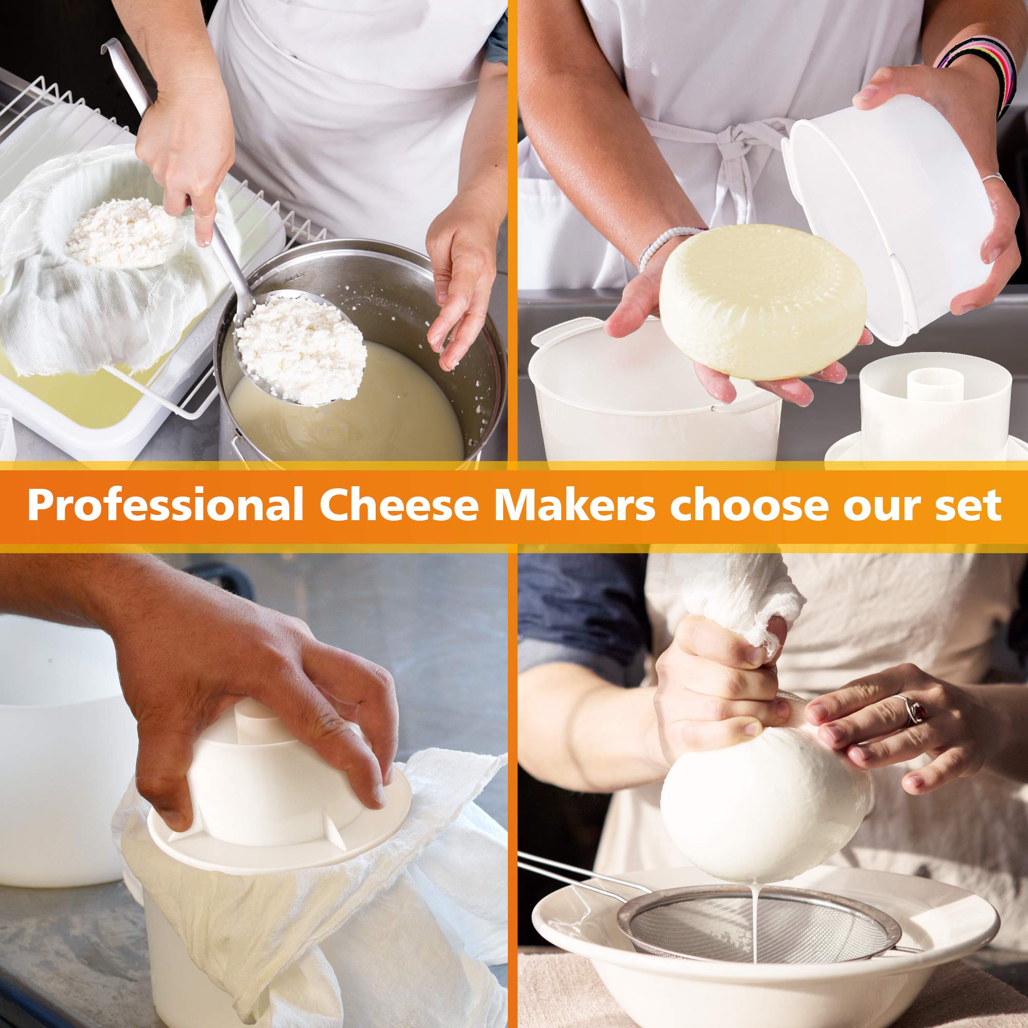 Grand Way Cheese Mold With A Follower And Cheesecloth - Cheese Making Kit - Cheesemaking Supplies - Cheese Set For Press - Reusa