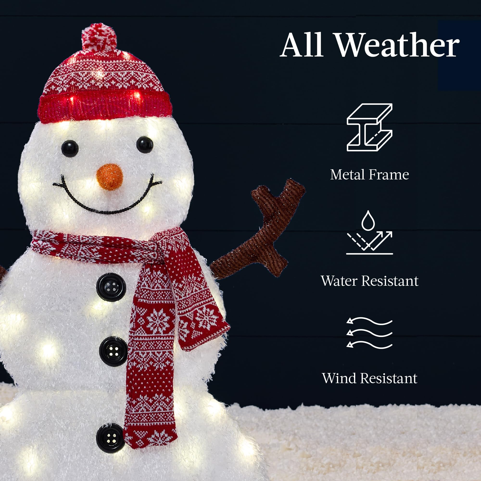 Best Choice Products 4ft 4-Piece 2D Lighted Christmas Snowman Family Set, Large Outdoor Yard Decor Holiday Decoration w/ 160 Twi
