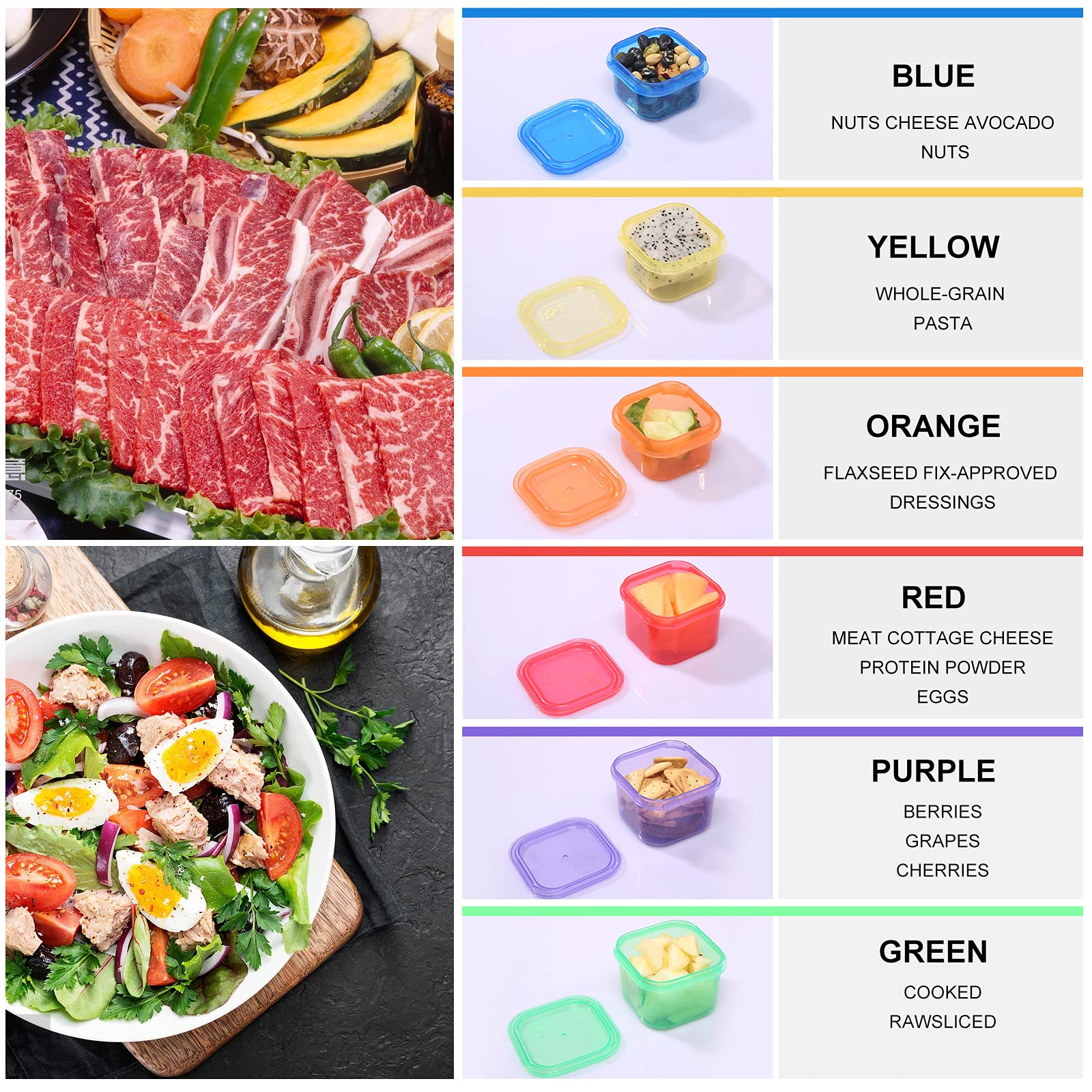 Extrapins Portion Control Container Kit,21 Day Fix Containers And Food Plan,Multicolor Coded Containers,Meal Prep System Storage