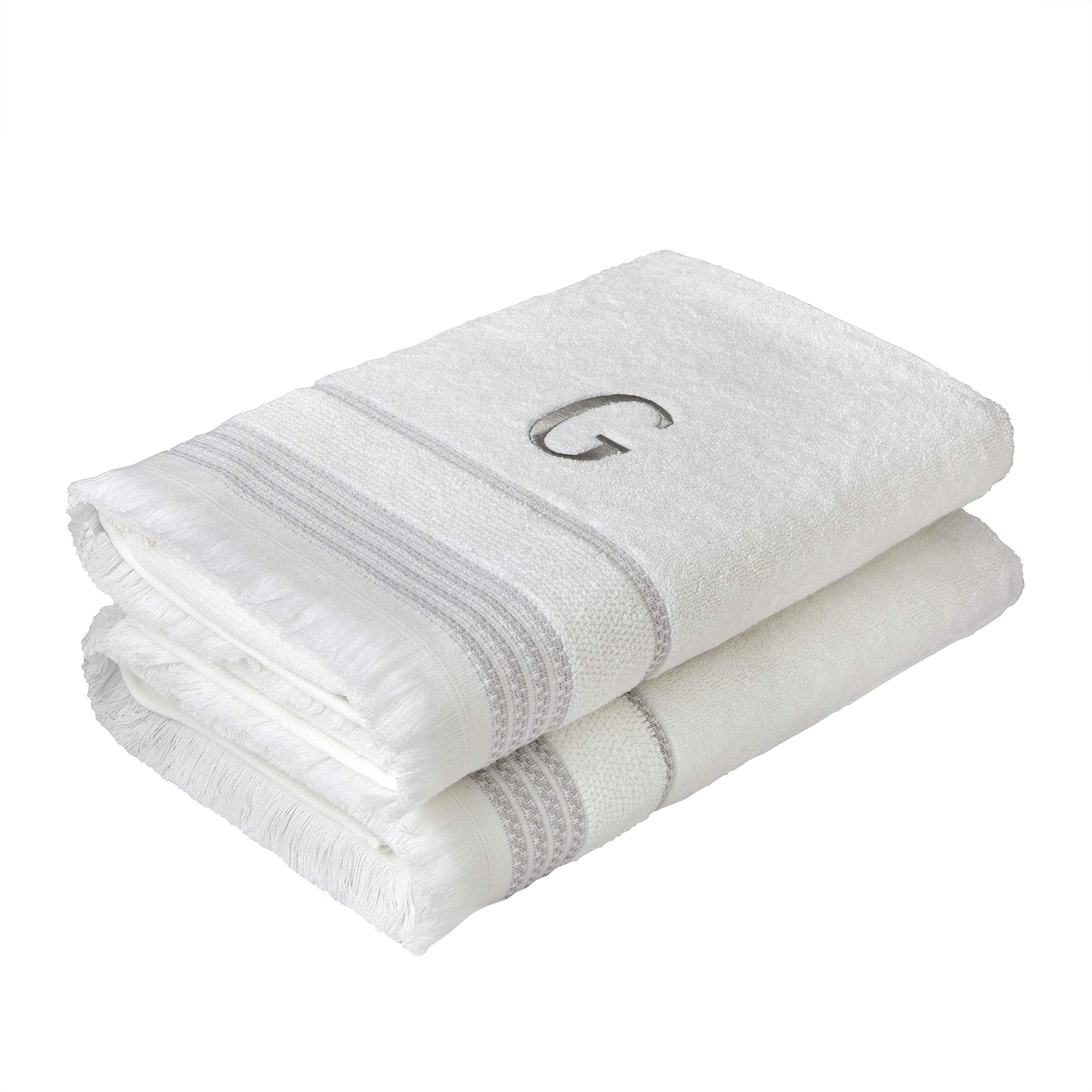 Skl Home Casual Monogram Bath Towel, G, 28X54, White