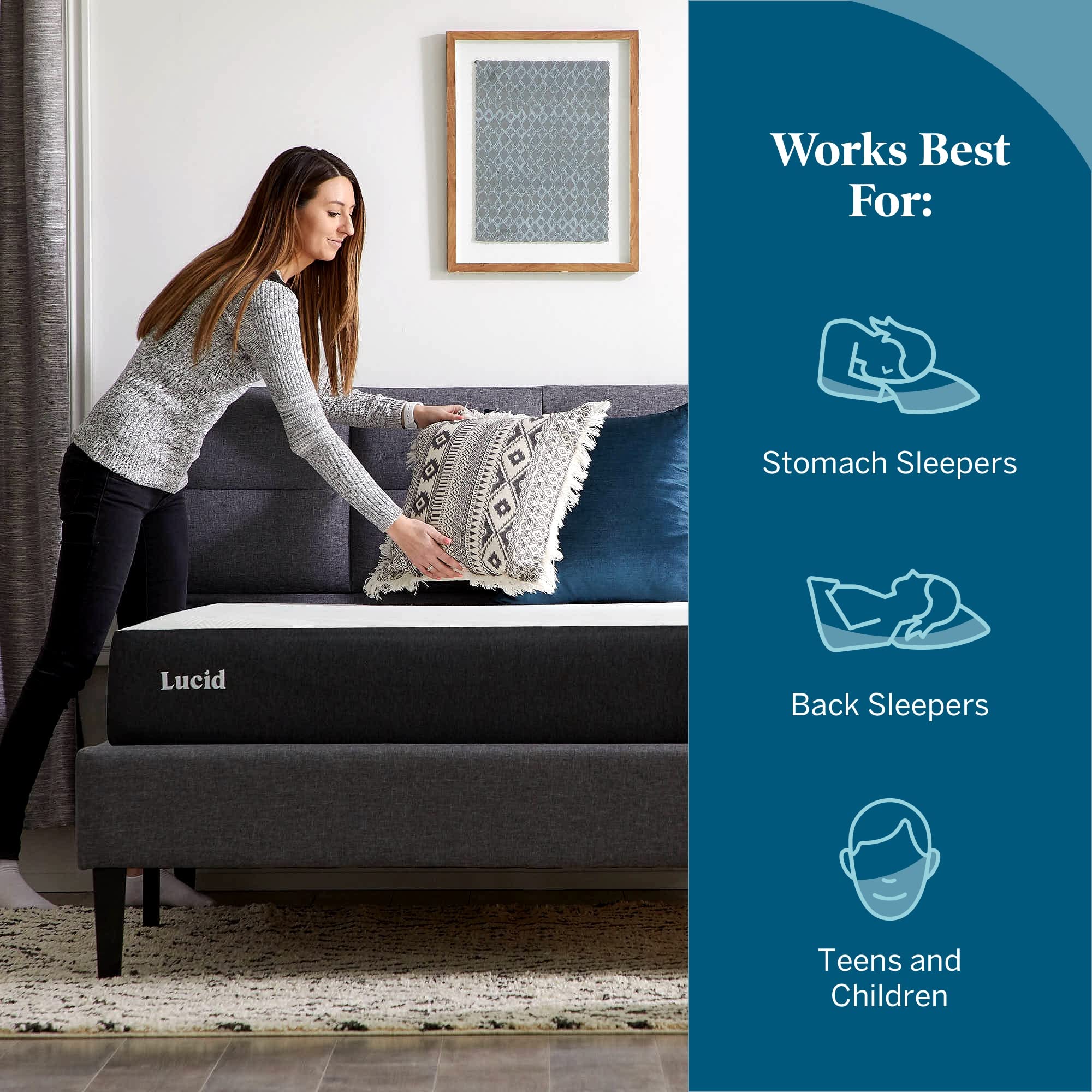 Lucid 8 Inch Queen Mattress - Plush Gel Memory Foam Mattress - Bamboo Charcoal Foam -Gel Infused- Hypoallergenic Foam Mattress
