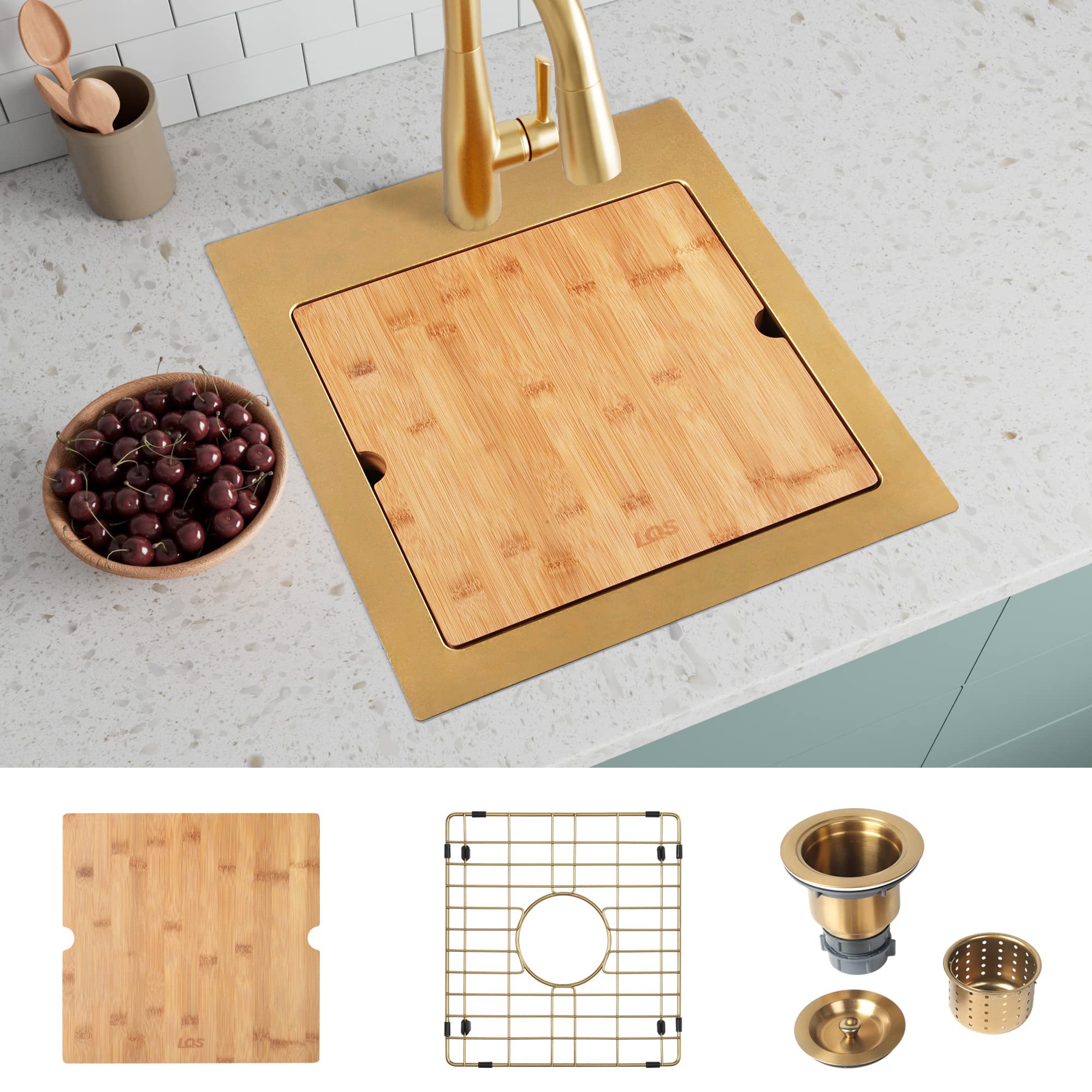 Lqs Drop In Bar Sink, Stainless Steel Small Kitchen Sink, Gold Bar Sink,Top Mount Single Bowl Stainless Steel Kitchen Sink 16''