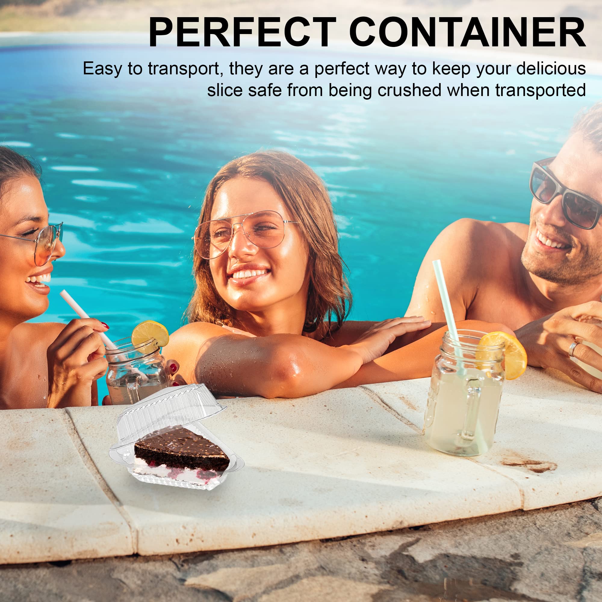 Mt Products Cake Slice Container - Clear Hinged Medium Deep Cheesecake Pie Slice Containers (Pack Of 20) - Made In The Usa