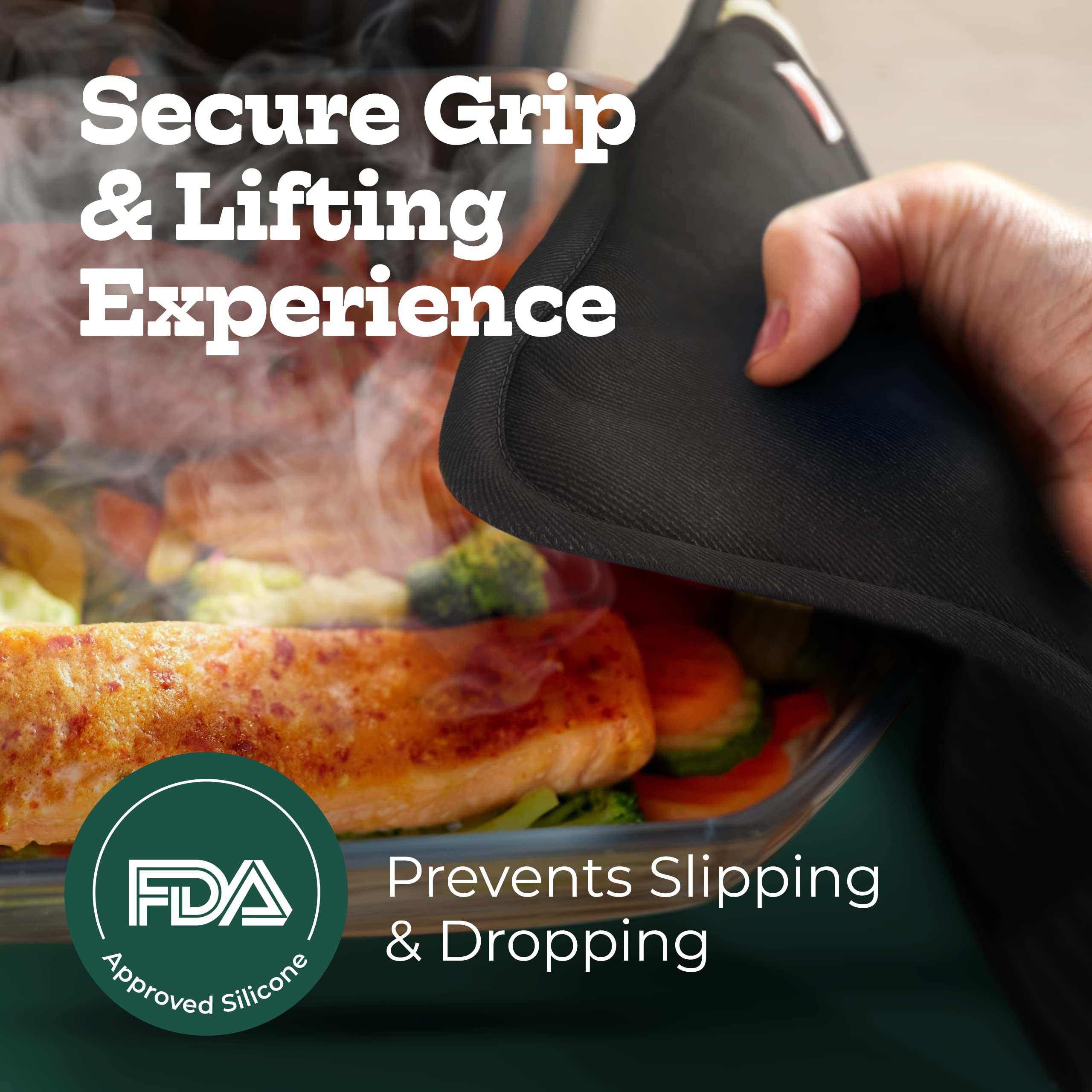 Big Red House Pot Holders For Kitchen Heat Resistant, Set Of 2, Silicone Pot Holders For Kitchen And Baking, Black