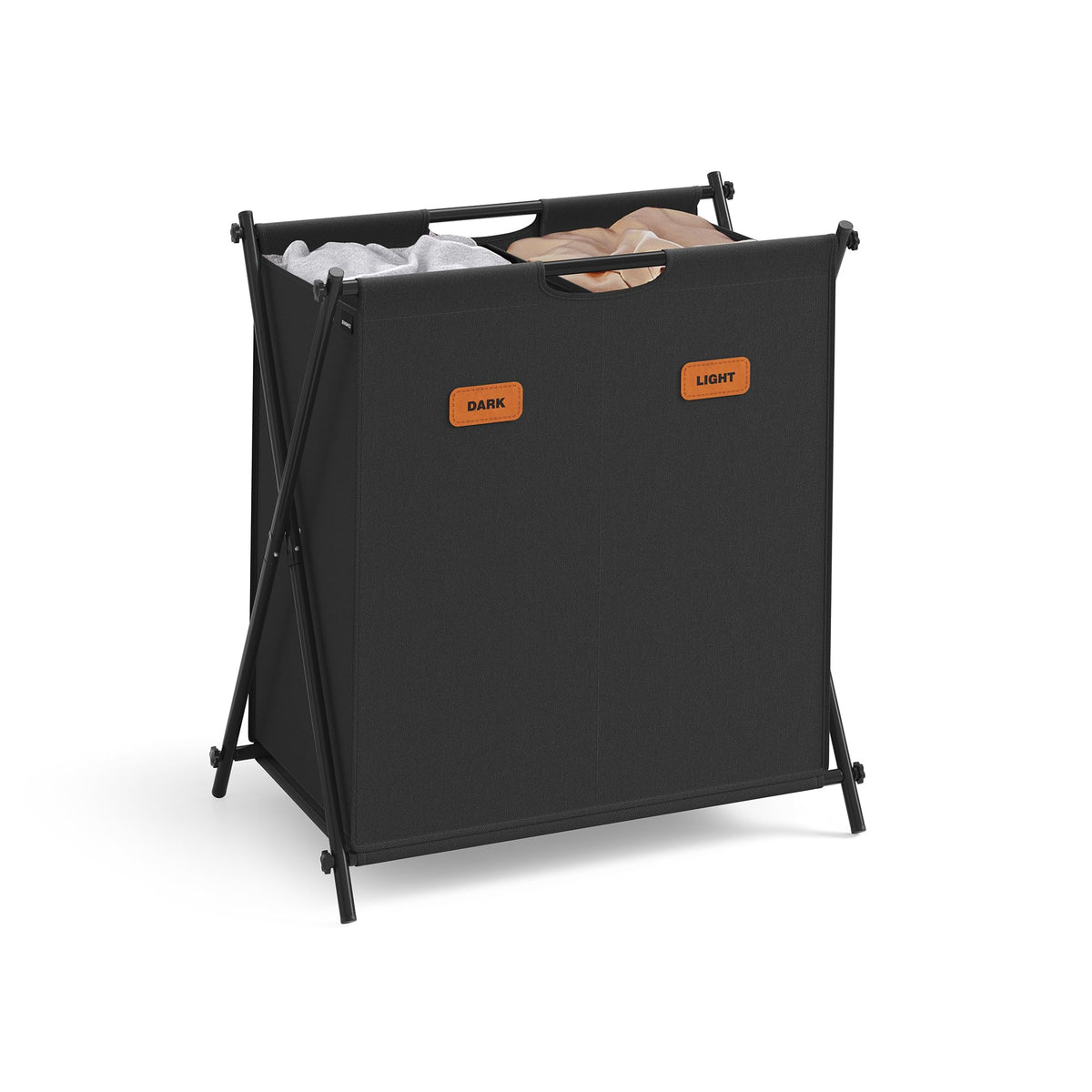 Songmics Laundry Hamper, Laundry Basket, 30.4 Gal. Laundry Sorter 2 Sections, Collapsible X-Frame, Clothes Organizer With Custom
