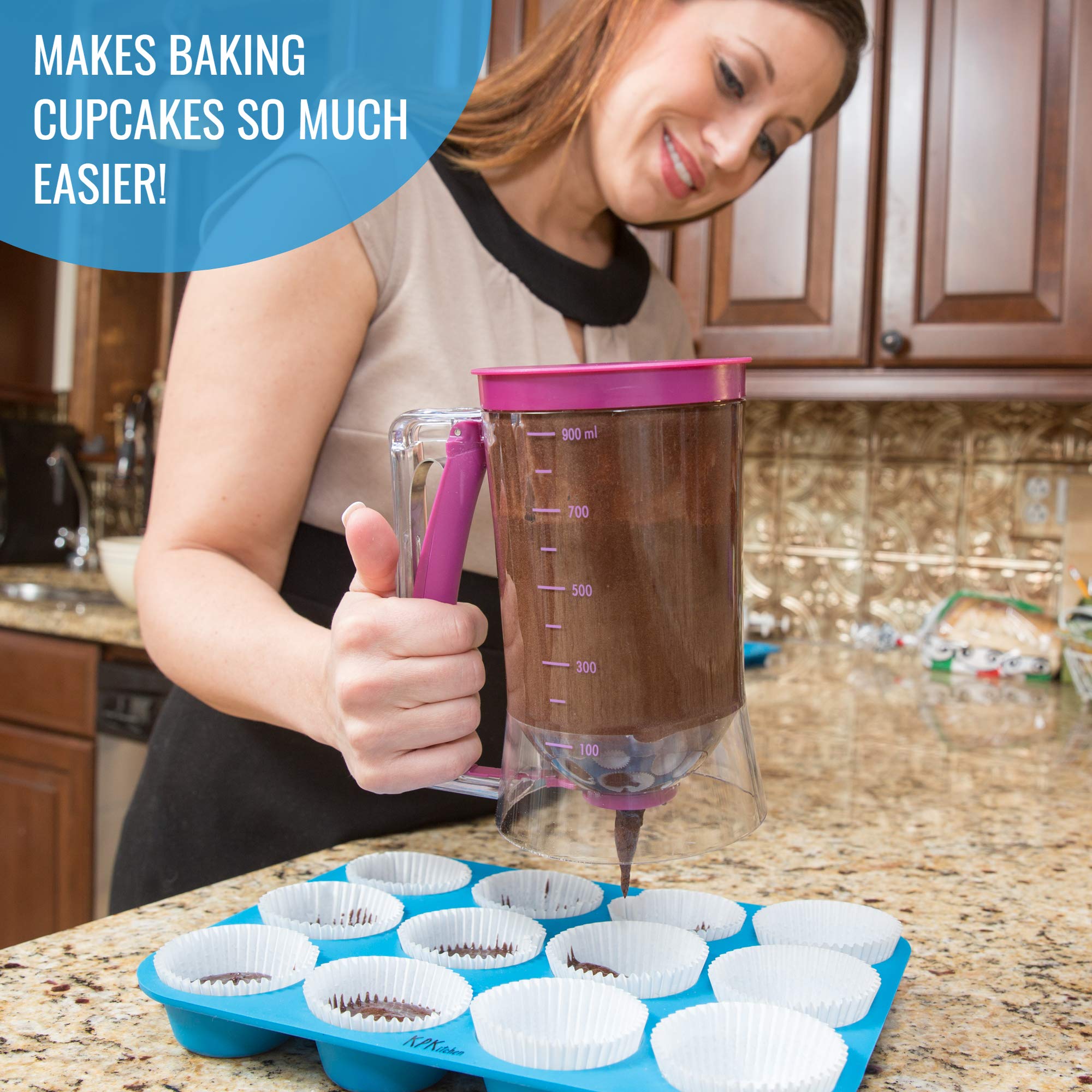 Kpkitchen Pancake Batter Dispenser - Kitchen Must Have Tool For Perfect Pancakes, Cupcake, Waffle, Muffin Mix, Cake & Crepe - Ea
