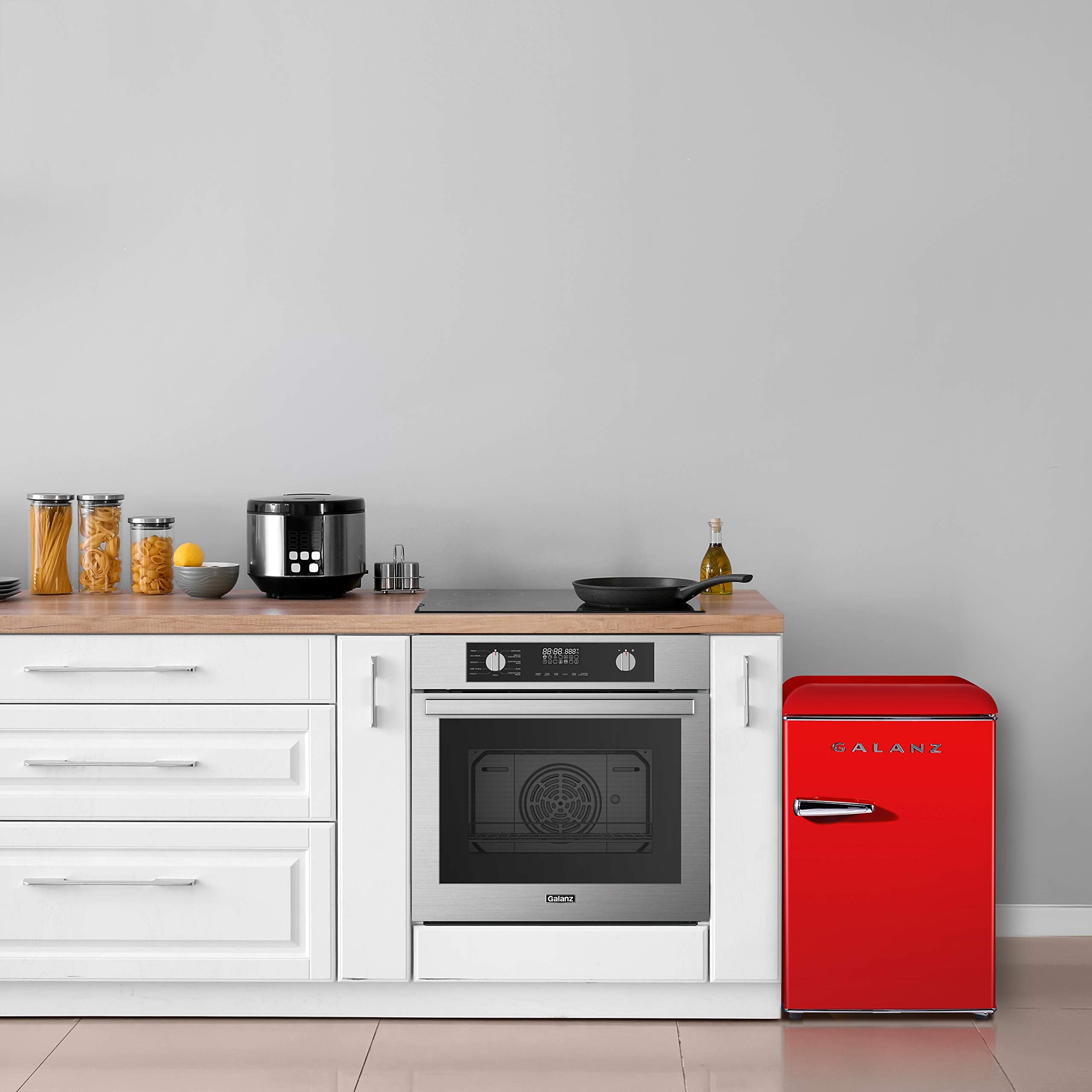 Galanz Glr25Mrdr10 Retro Compact Refrigerator, Mini Fridge With Single Doors, Adjustable Mechanical Thermostat With Chiller, Red