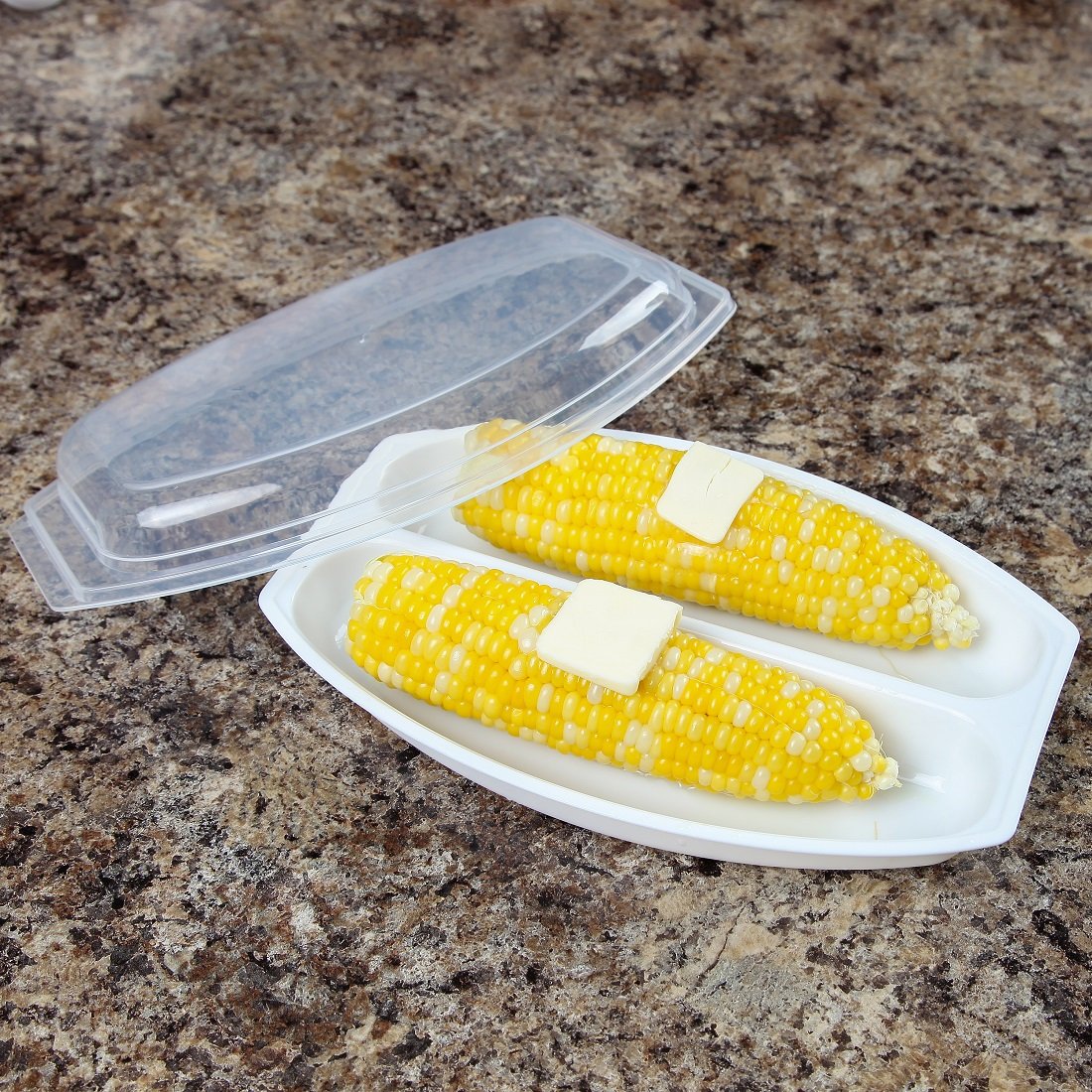 Home-X - Microwave Corn Steamer With Lid, Airtight Lid Steams For Delicious And Perfectly Cooked Corn On The Cob In Minutes