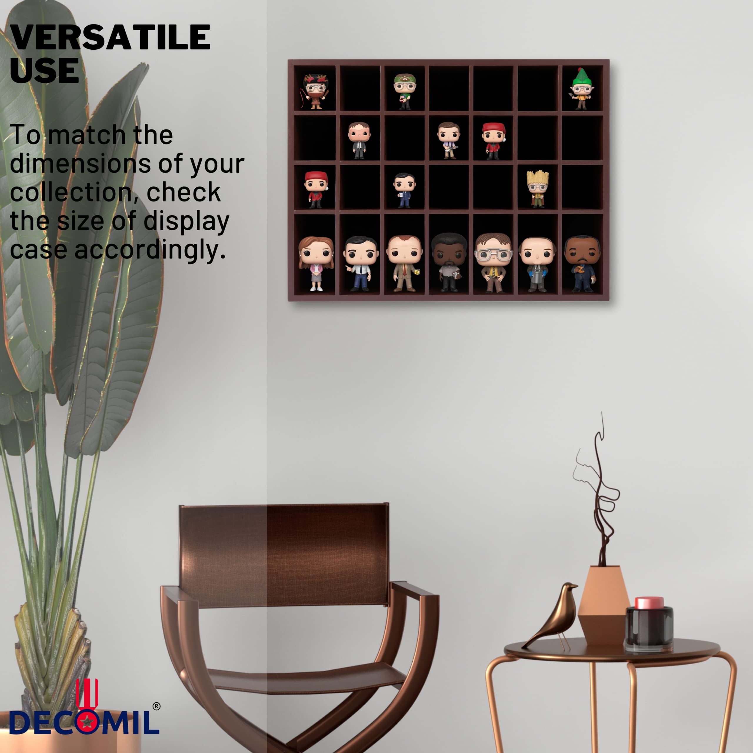 Decomil Shot Glass Display Case For Wall & Free Standing, Shot Glass Holder For Tall Shot Glasses/Shooter Display, For 28 Glass,