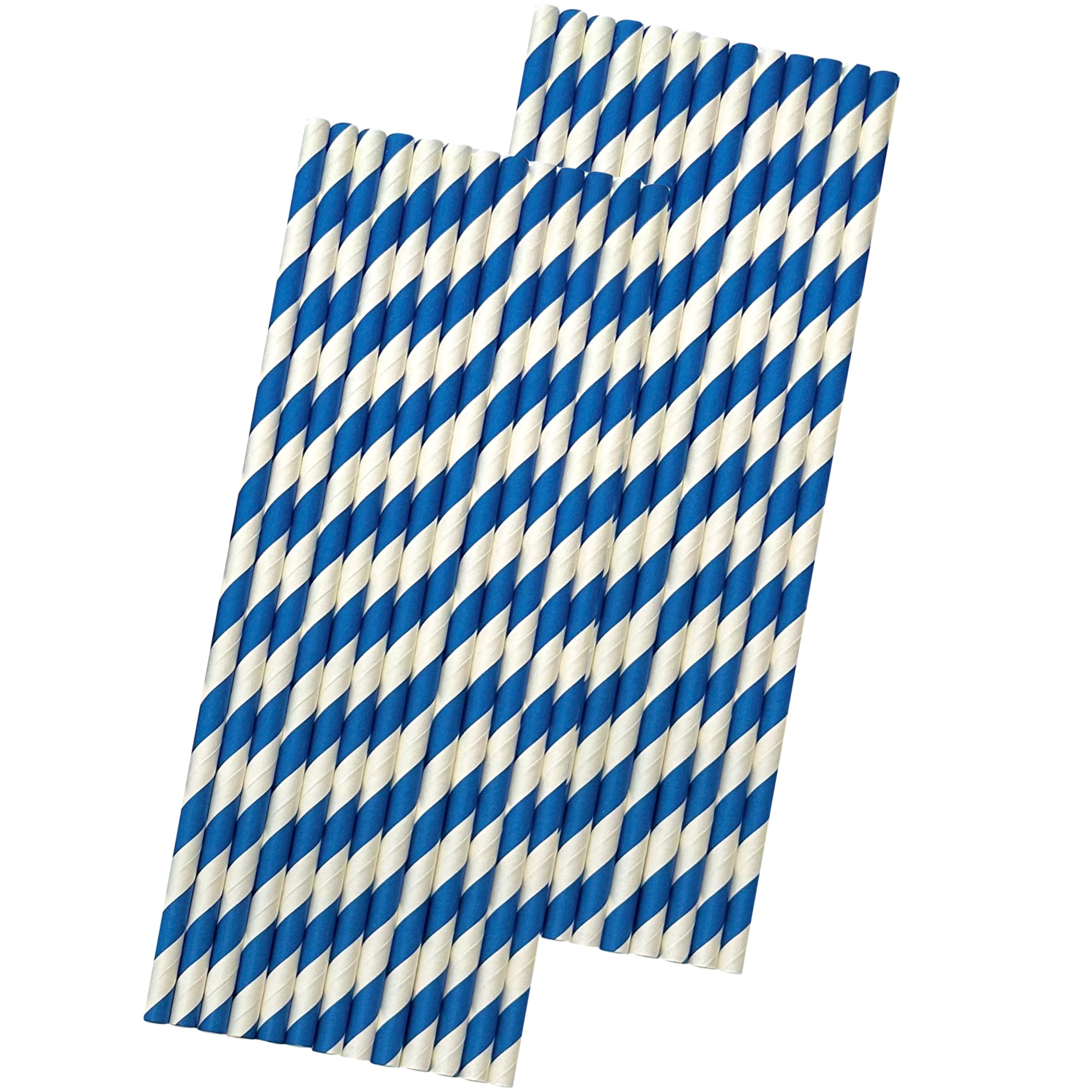 Striped Paper Straws - Navy Blue White - 7.75 Inches - Pack Of 50- Outside The Box Papers Brand