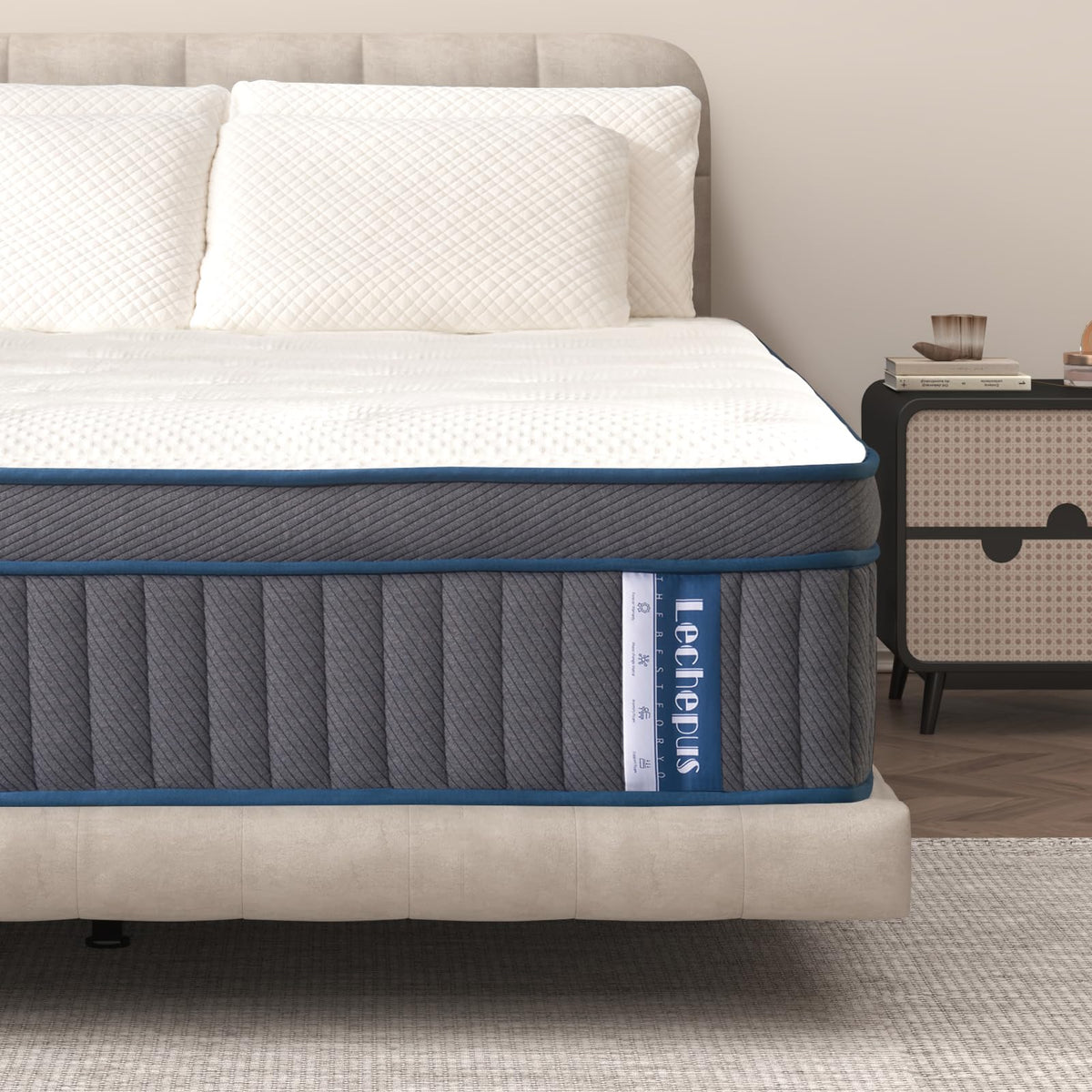 Lechepus Twinxl Mattress, 14Inch Gel Memory Foam & 7-Zone Pocket Spring Mattress Twinxl Size, Cooling Sleep And Pressure Relief,