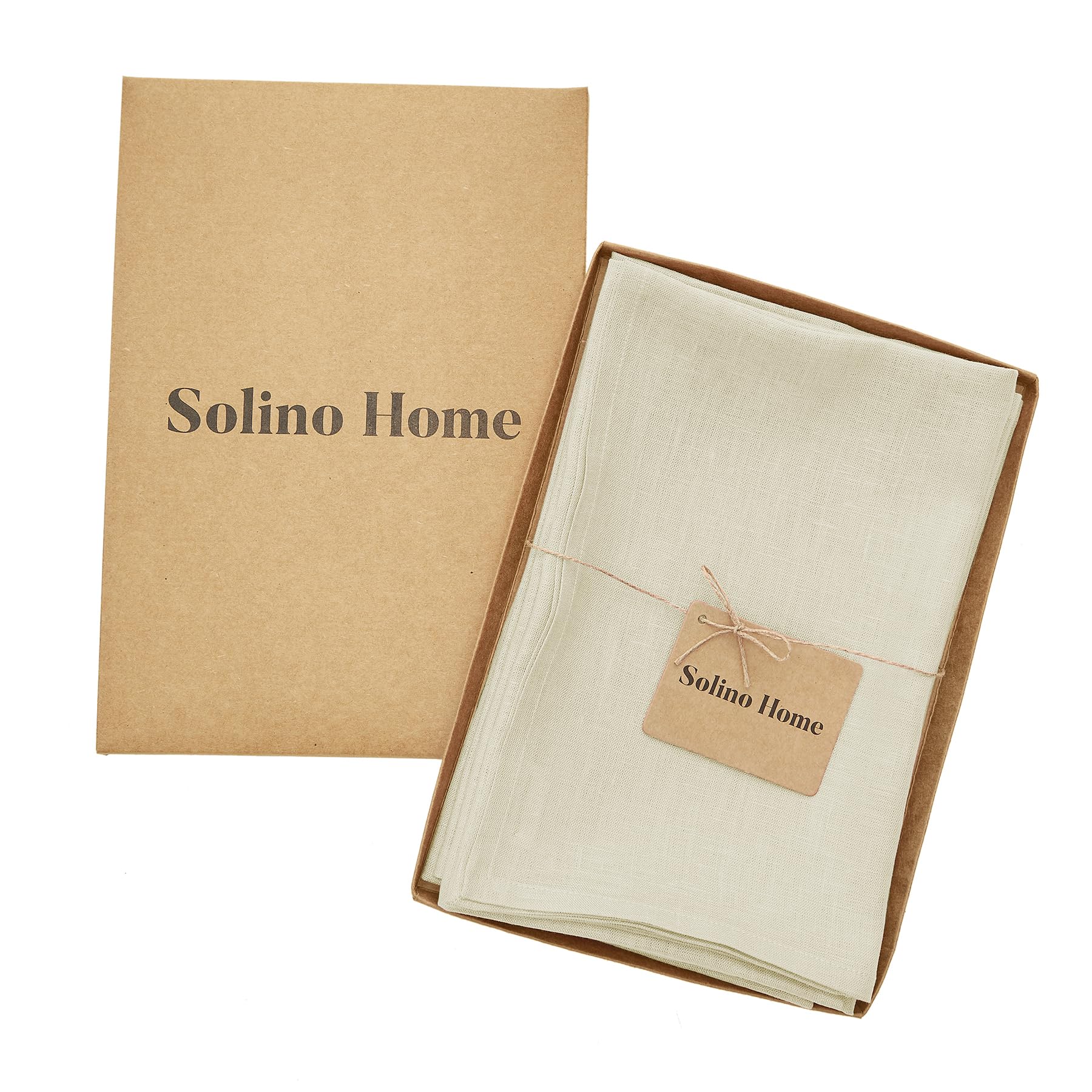 Solino Home Linen Dinner Napkins 20 X 20 Inch - 100% Pure Linen Birch Cloth Napkins Set Of 4 - Fete, Handcrafted And Machine Was