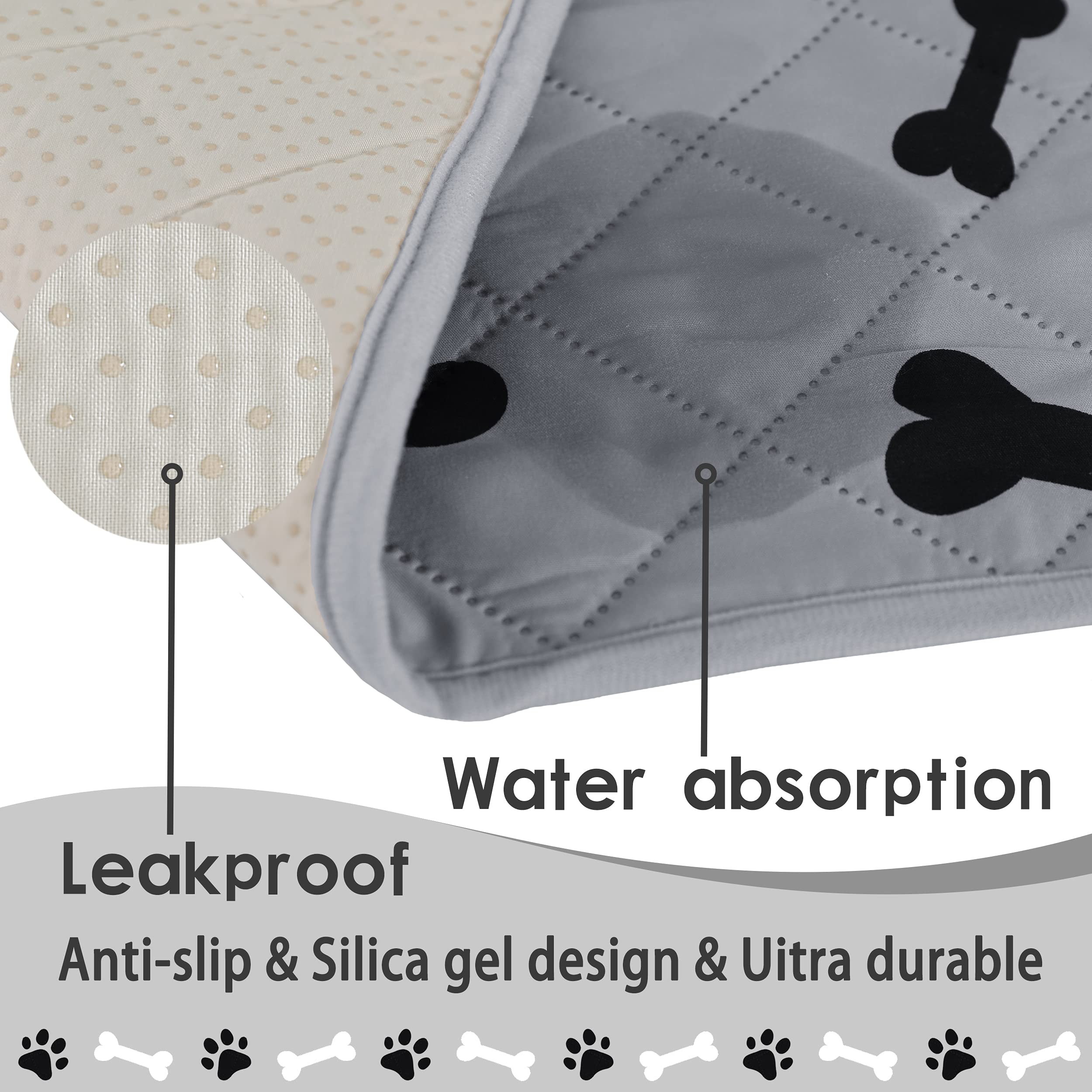 Dog Crate Pee Pads - Wahable Dog Rugs Non-Slip Puppy Pads For Small Dogs, Water Absorb Training Pads (2030 Gray)