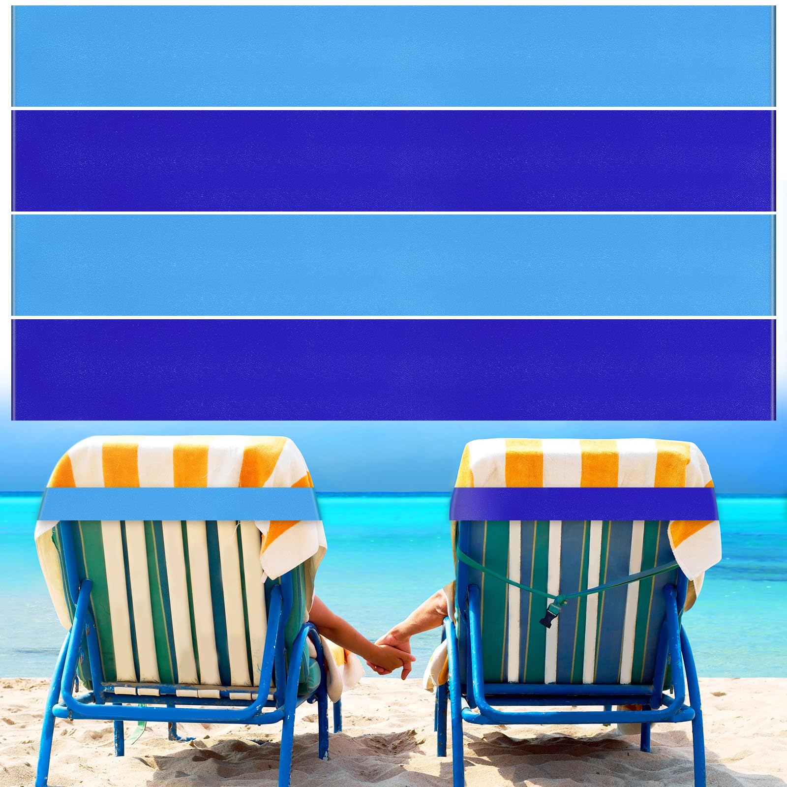 Boao 4 Pack Towel Bands For Beach Chairs Cruise Towel Clips For Lounge Beach Pool Chairs Towel Strap Holder Elastic Windproof Be