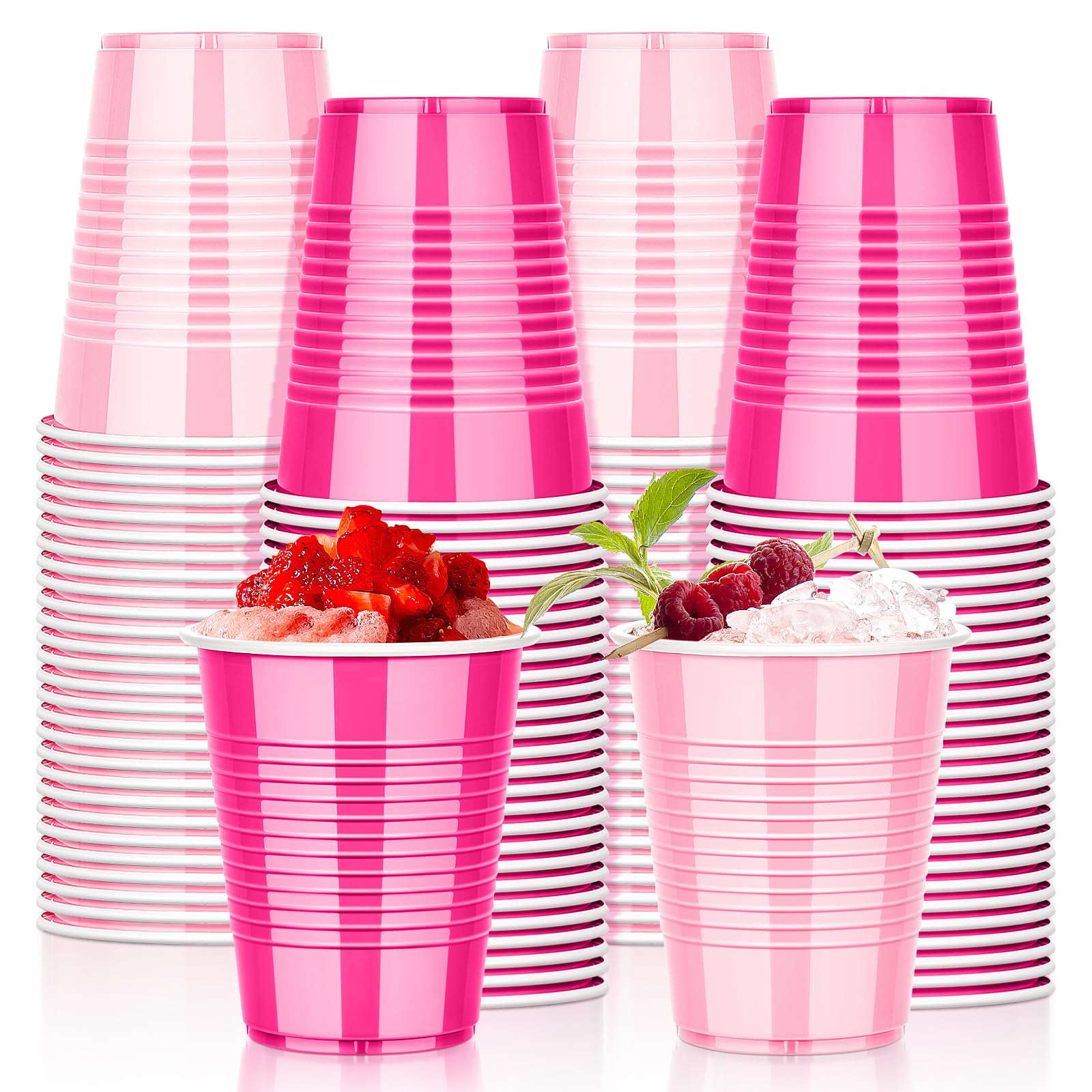 KesaPlan 100PCS 18 oz Plastic Cups, Party Cups Light Pink and Hot Pink Cup Disposable Drinking Cup Bulk For Bachelor Party Chris