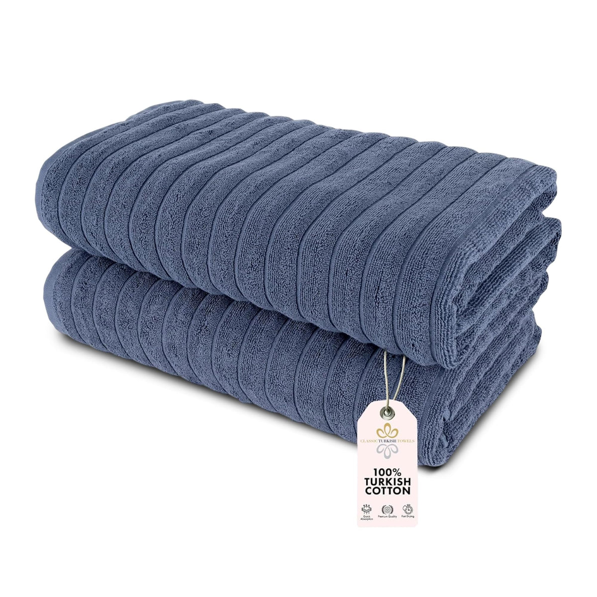 Classic Turkish Towels Ctt - Premium 2 Piece Jumbo Bath Sheets, 100% Turkish Cotton, Absorbent & Ultra Comfy Bath Towel Sheets F