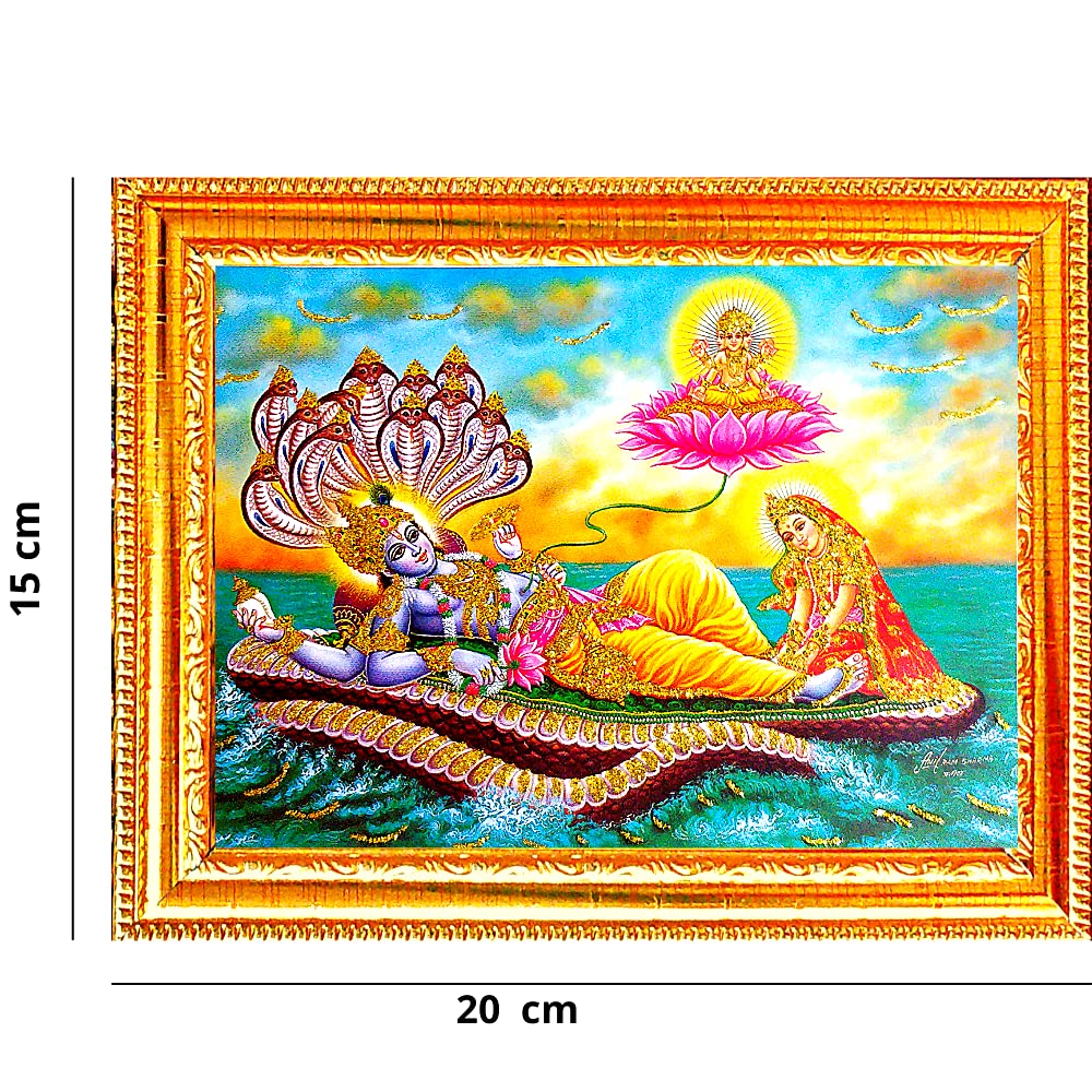 Suninow God Goddess Religious Framed Painting For Wall And Pooja/Hindu Bhagwan Devi Devta Photo Frame/God Poster For Puja (Vishn