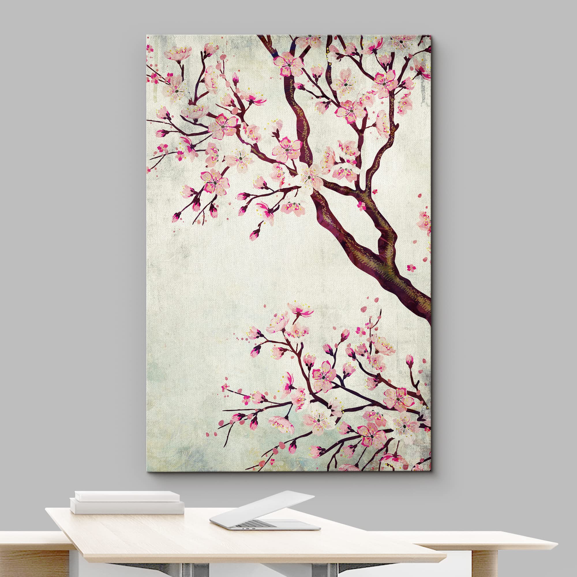 Wall26 Canvas Wall Art - Watercolor Painting Style Cherry Blossom - Giclee Print Gallery Wrap Modern Home Art Ready To Hang - 16