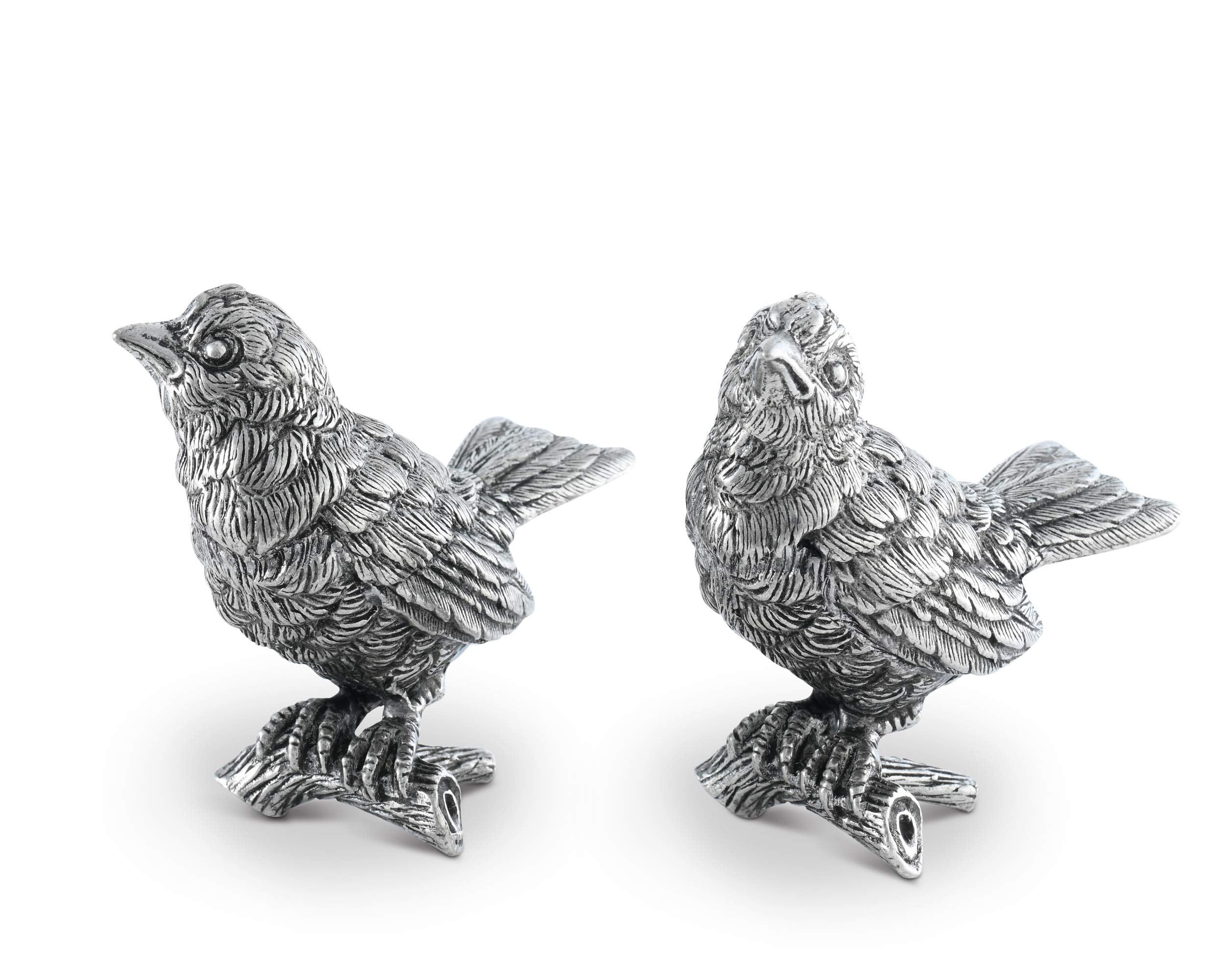 Vagabond House Pewter Song Birds Salt & Pepper Shakers Set Spring Song Bird Table S/P 3 Inch Tall