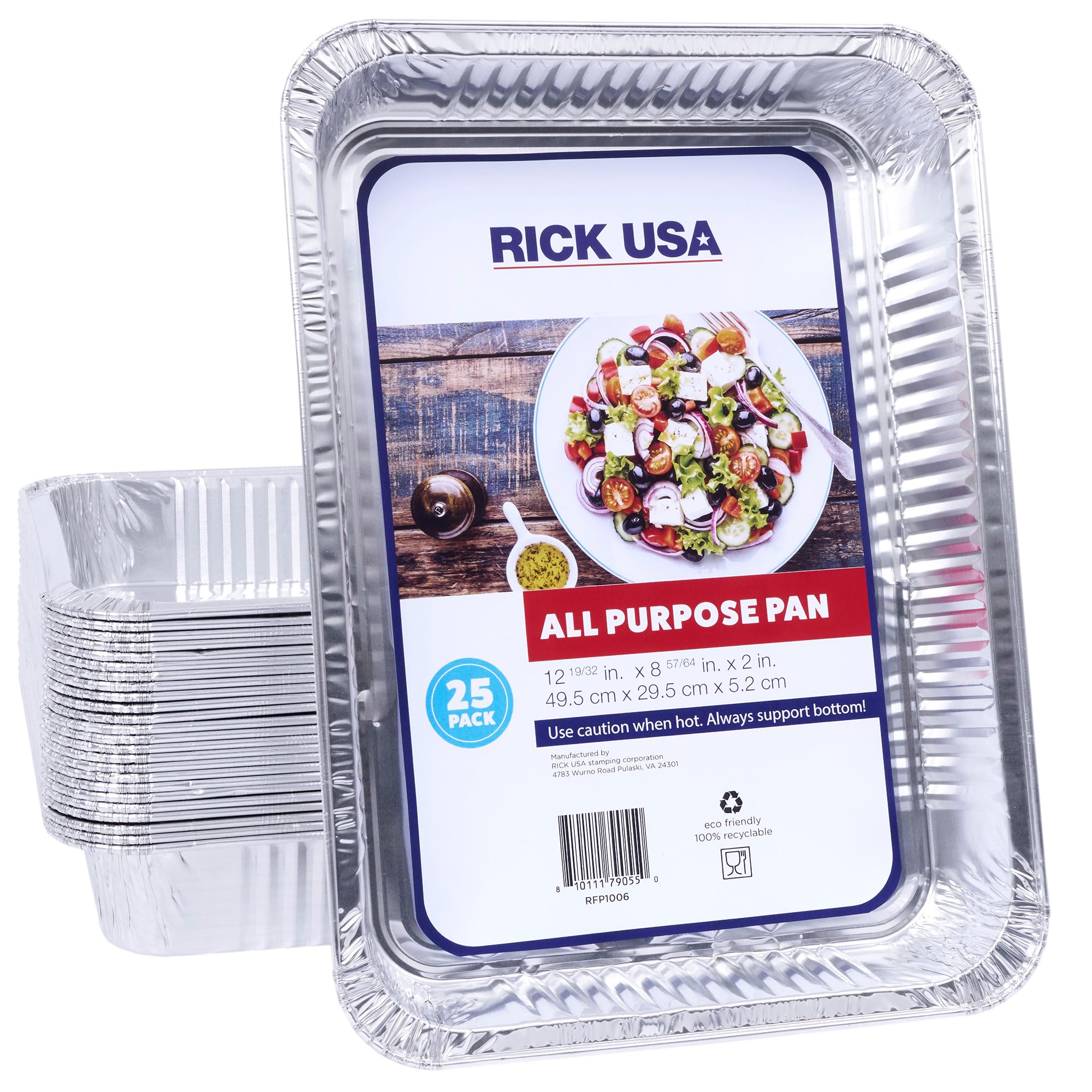 RICK USA: 13x9 All Purpose Pan  25 Pack  Disposable Aluminum Foil, MultiPurpose BakingCooking, Durable, GrillOvenFreezerD