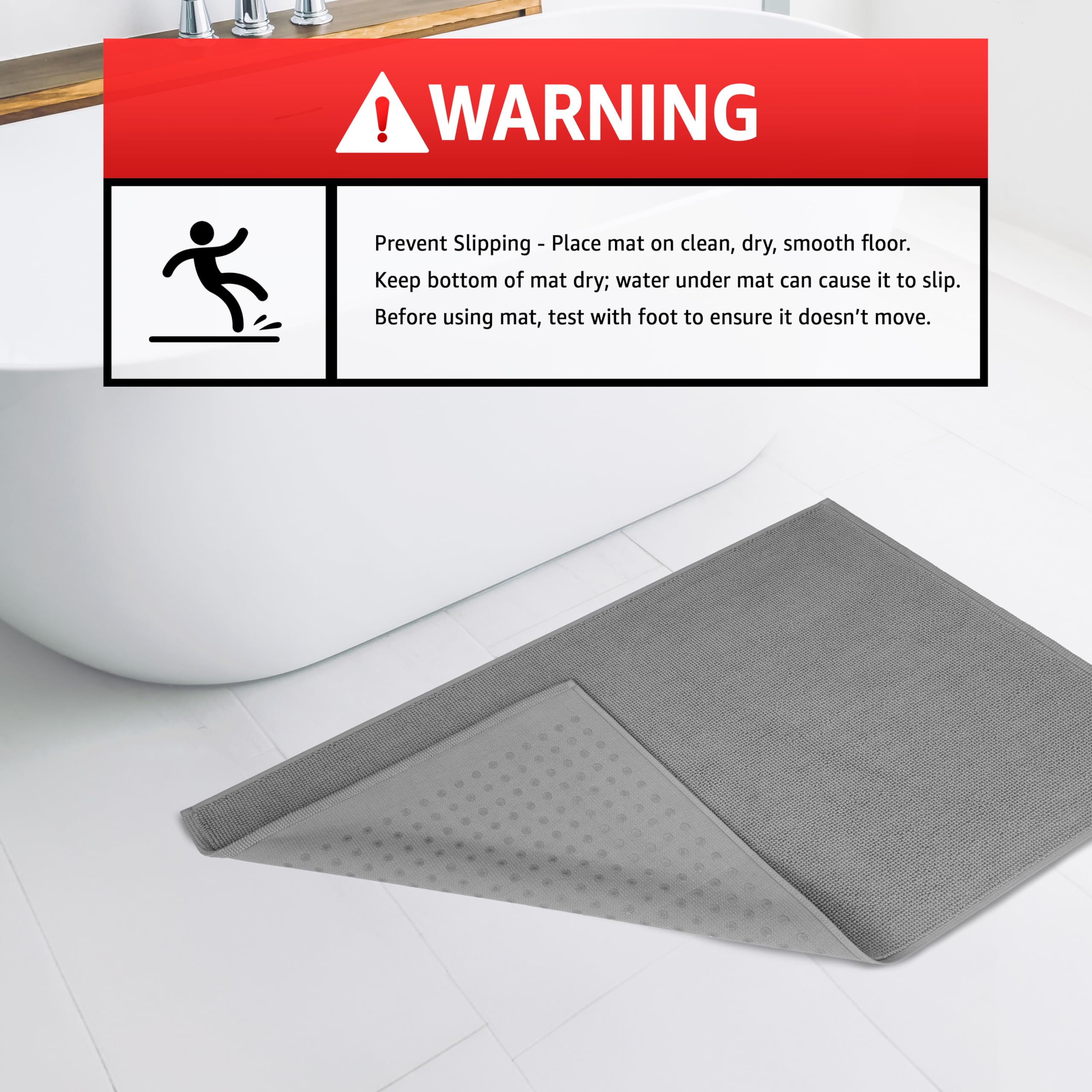 American Soft Linen Bath Rug  17 in 24 in 100% Cotton Bath Mats Rugs for Bathroom  Non Slip Washable Shaggy Form Area Rugs  Light Grey Bath Rug