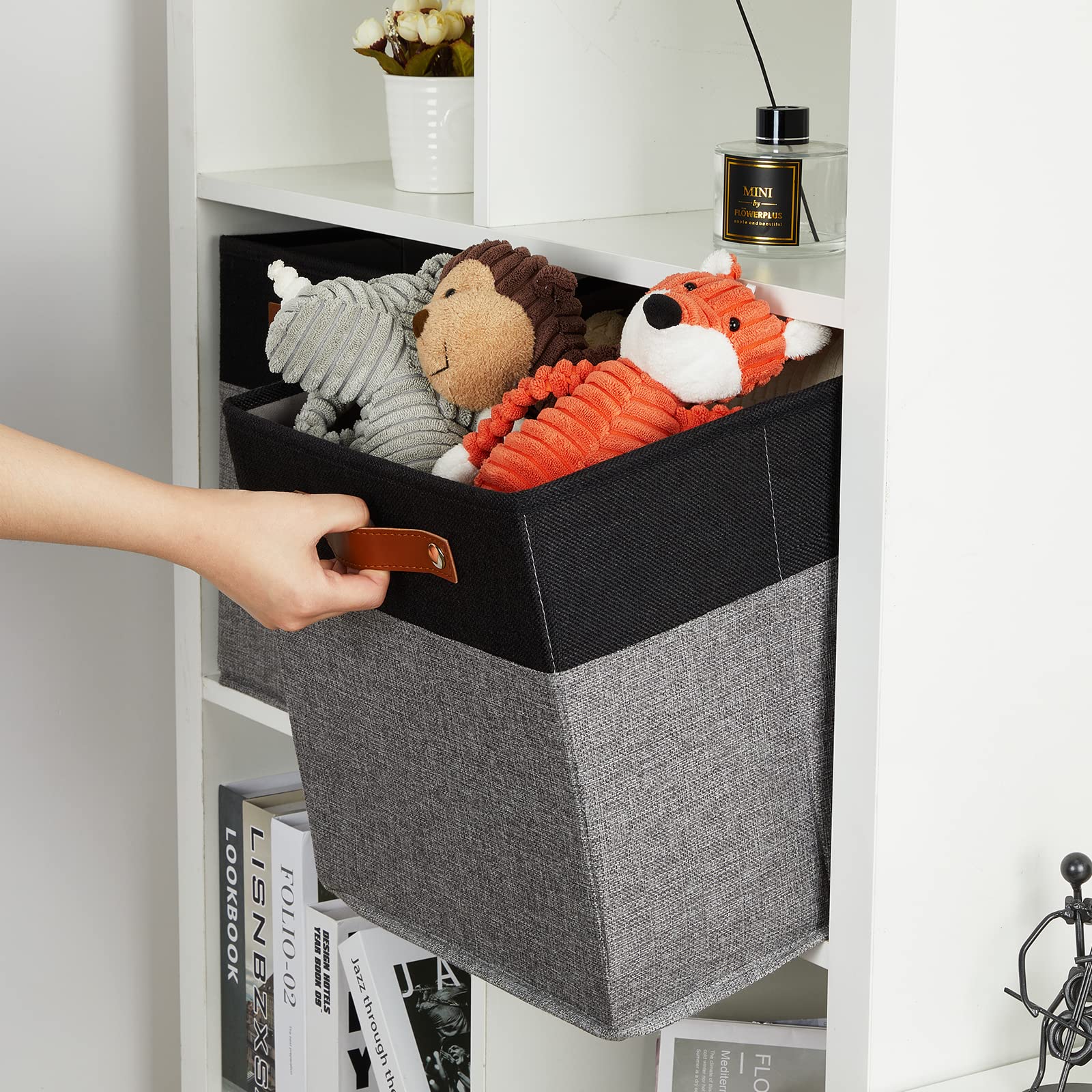 Dullemelo 12X12 Storage Cubes, Collapsible Sturdy Cube Storage Bins With Handles For Organizing,Fabric Storage Cubes Baskets For