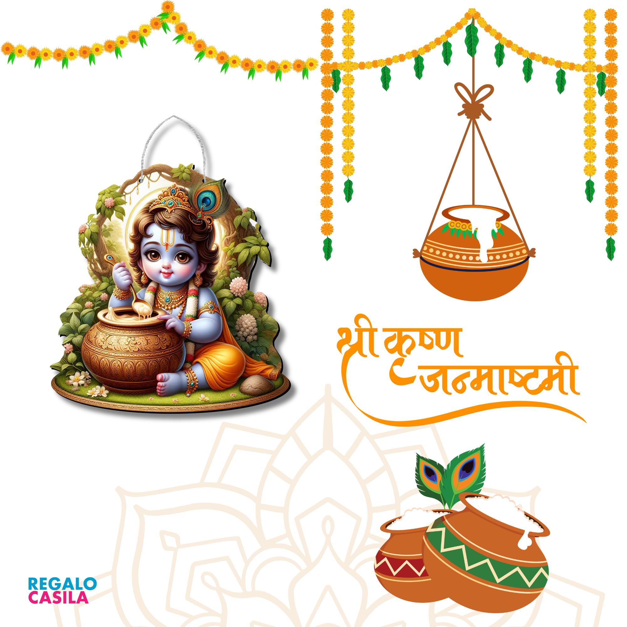 Regalocasila Cute Krishna Photos For Pregnant Womens For Wall Bal Krishna Wall Hanging Gift For Pregnant Women Makhanchor Krishn